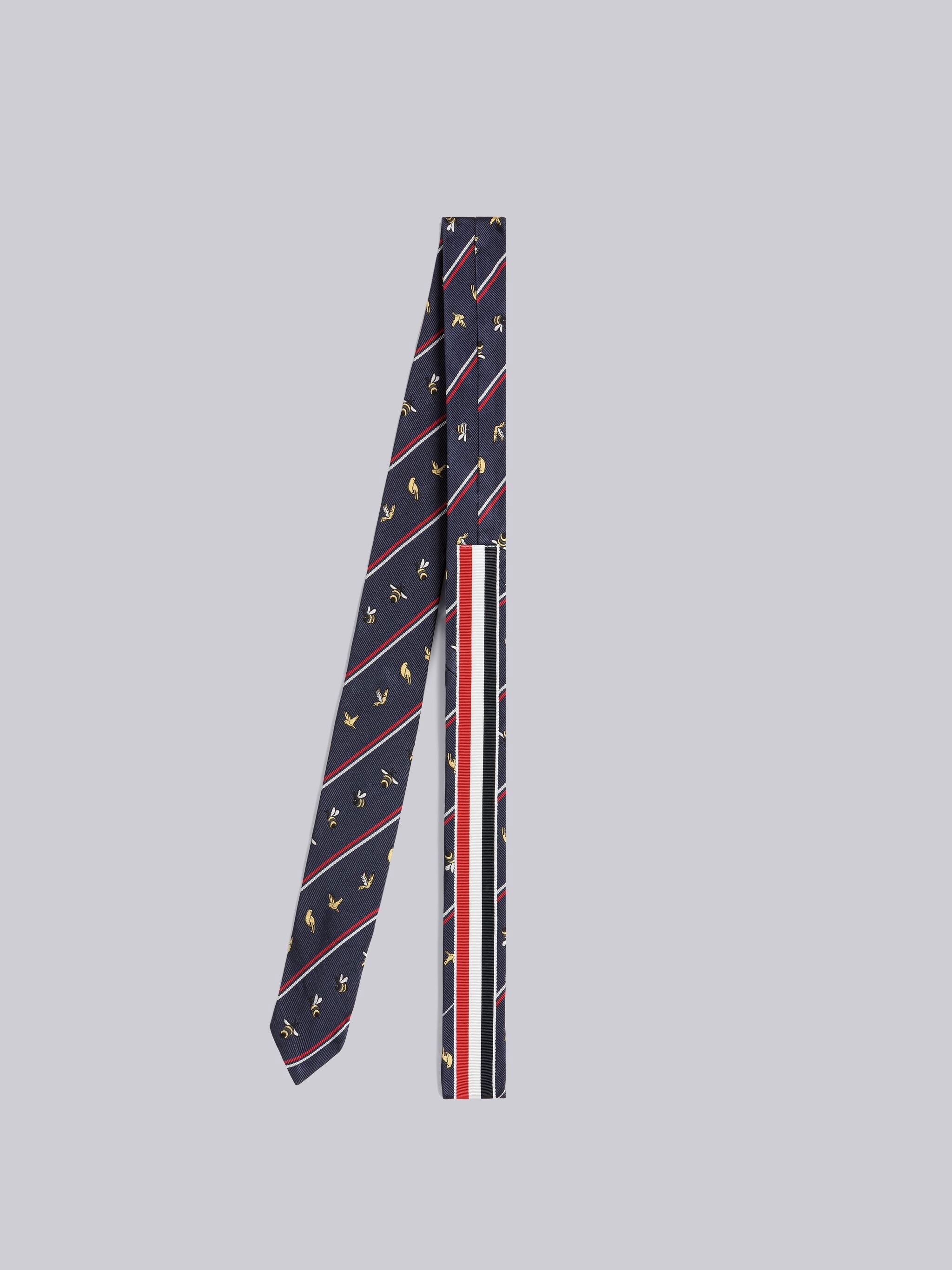 SHADOW STRIPE BIRDS AND BEES JACQUARD CLASSIC TIE - 3