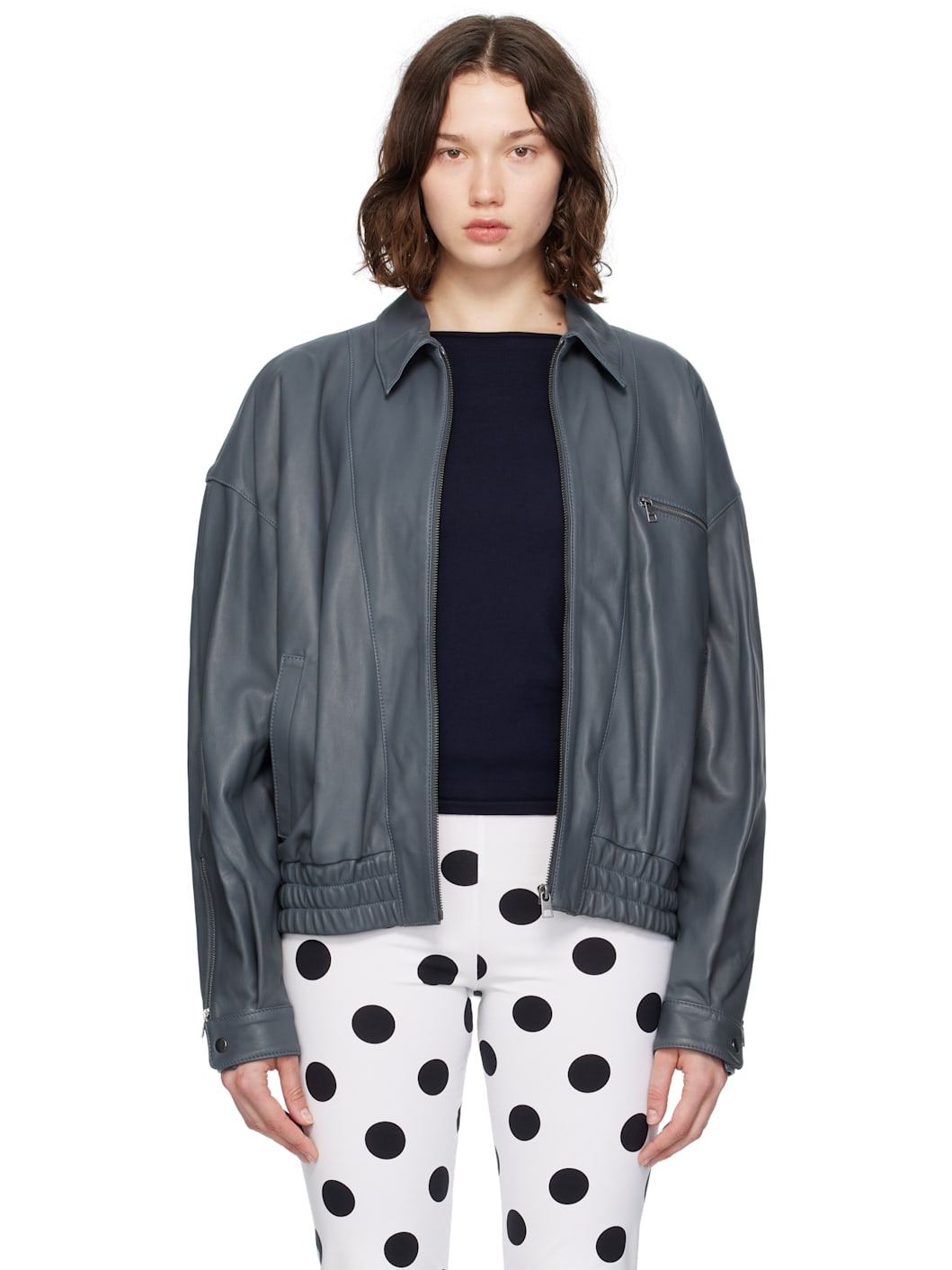Blue Lora Leather Jacket - 1