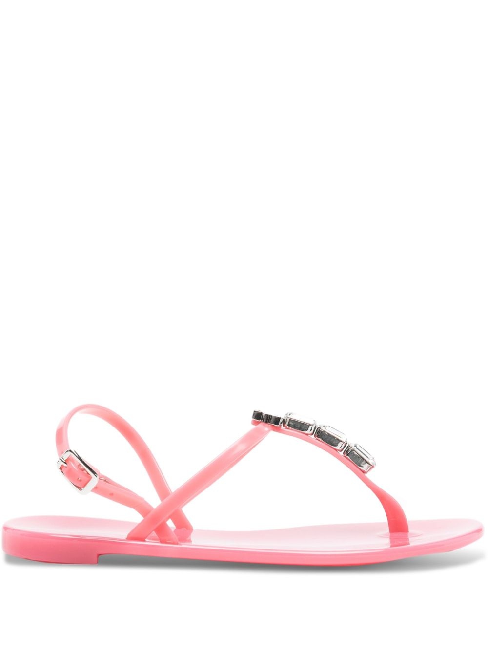 crystal-embellished jelly flip-flops - 1