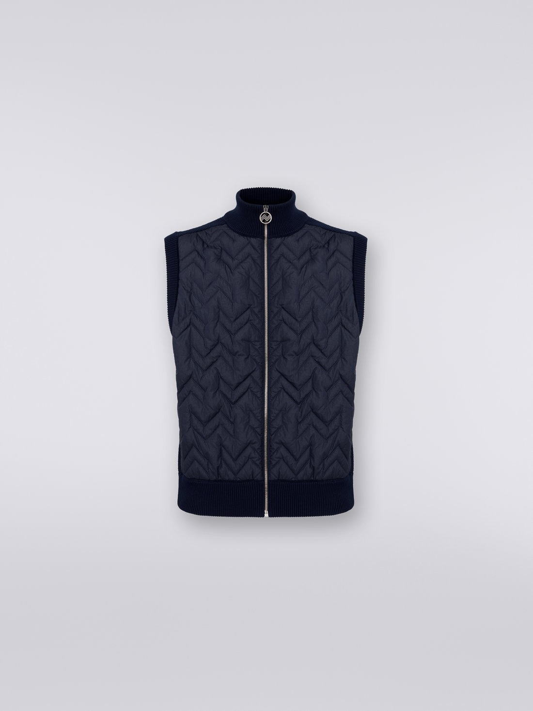Zigzag stitched waistcoat with knitted back and piping - 1
