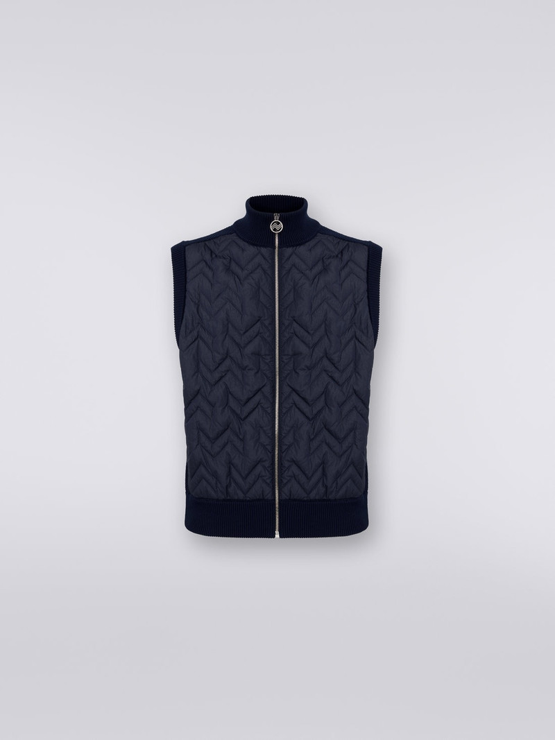 Zigzag stitched waistcoat with knitted back and piping 1