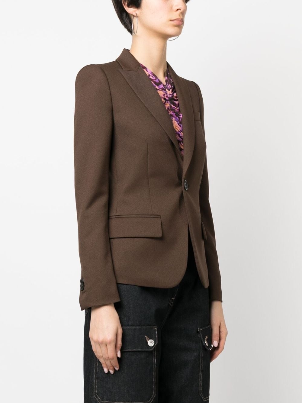 single-breasted long-sleeve blazer - 3