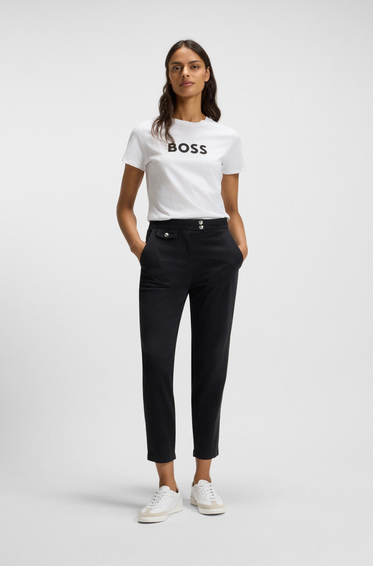 COTTON T-SHIRT WITH CONTRAST LOGO STRIPE - 3