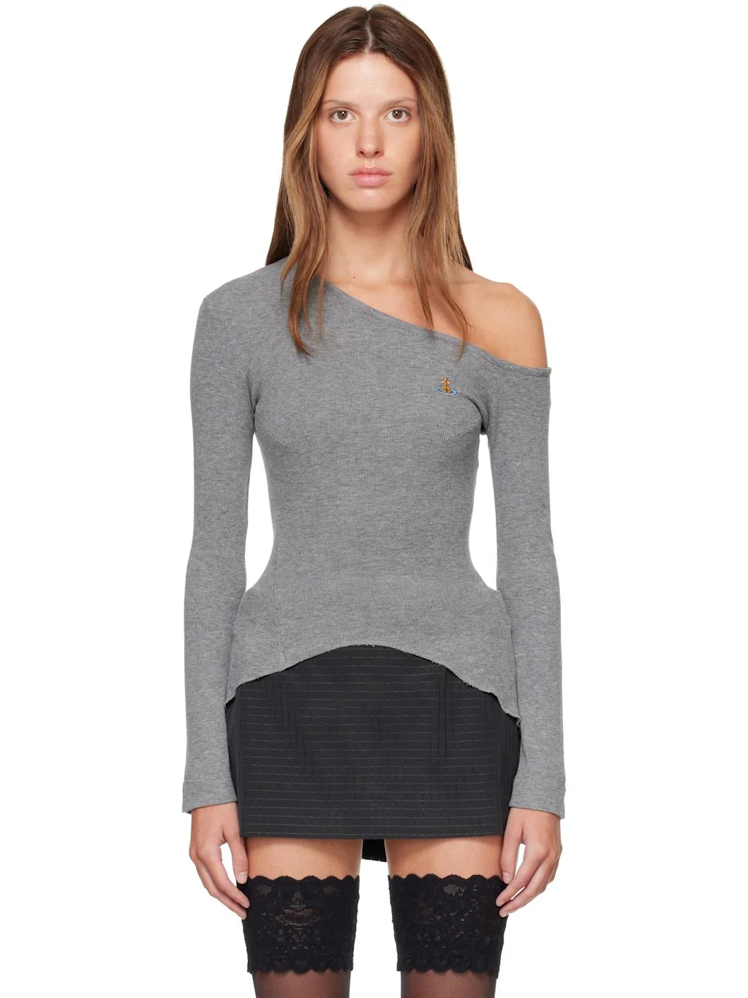 Gray Long Sleeve Orgy Shoulder T-shirt - 1