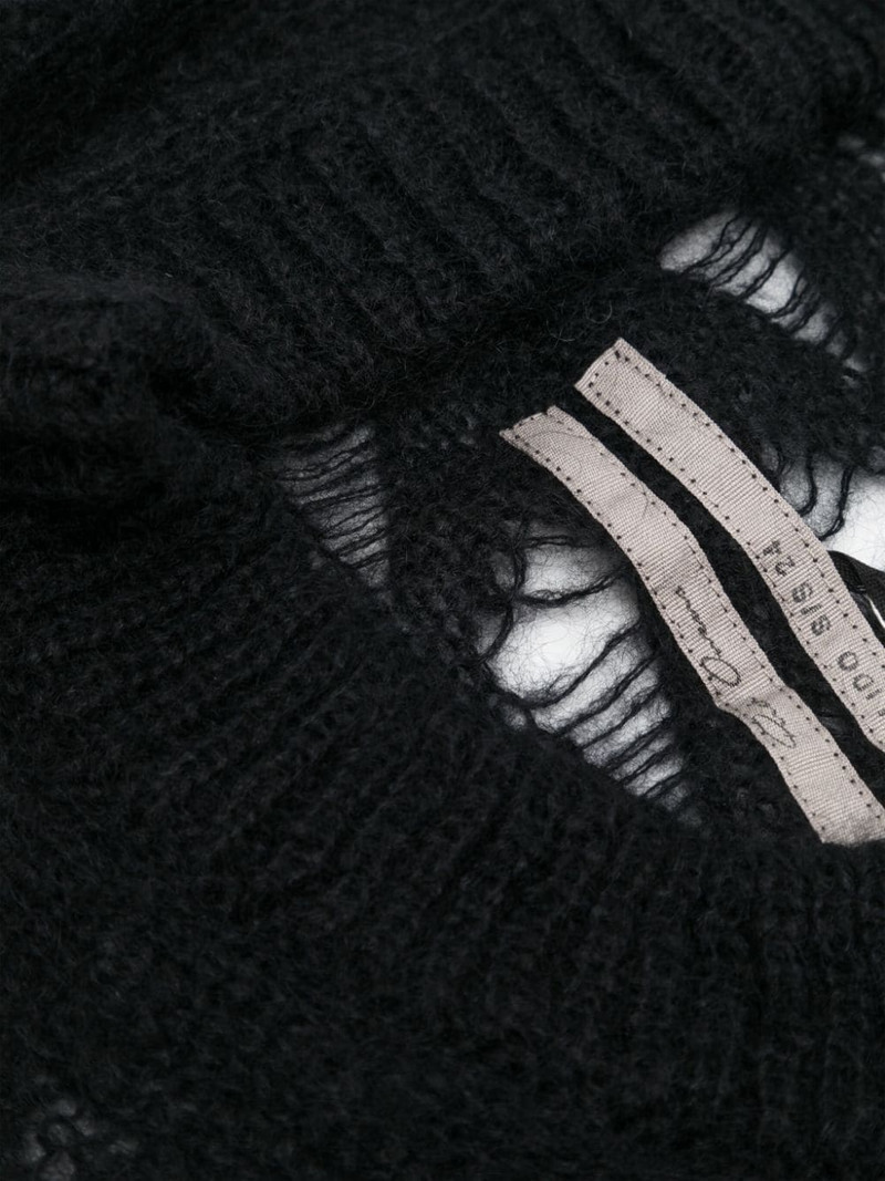Rick Owens distressed knit balaclava outlook