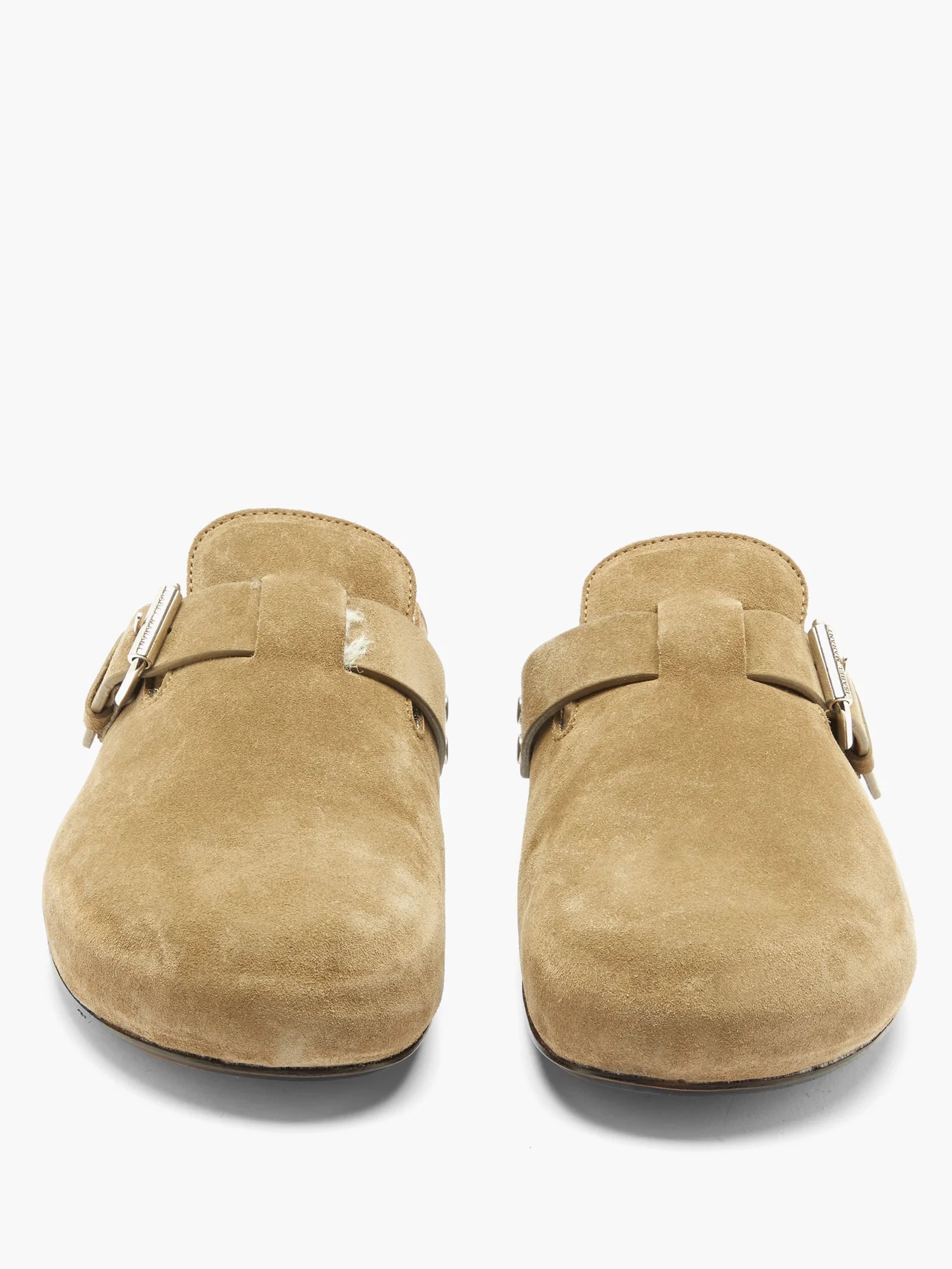 Mirvin buckled suede backless clogs - 5