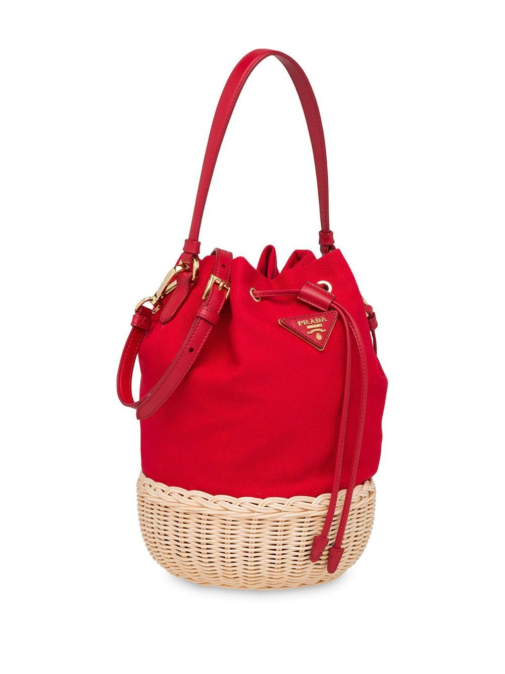 wicker and canvas shoulder bag - 6