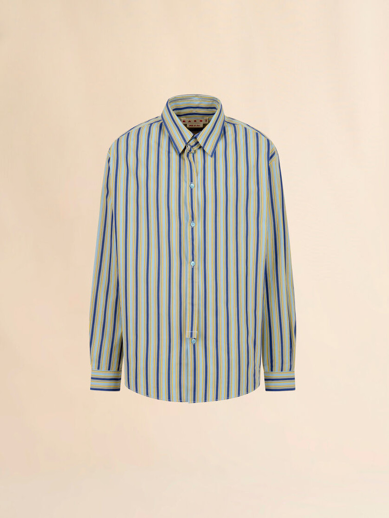 GREEN STRIPED POPLIN SHIRT WITH NECK STRAP 1