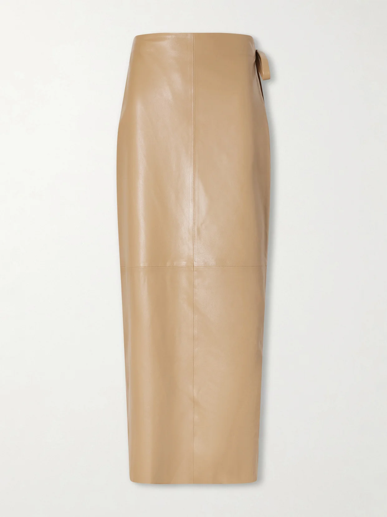 Paneled Leather Maxi Wrap Skirt - 1