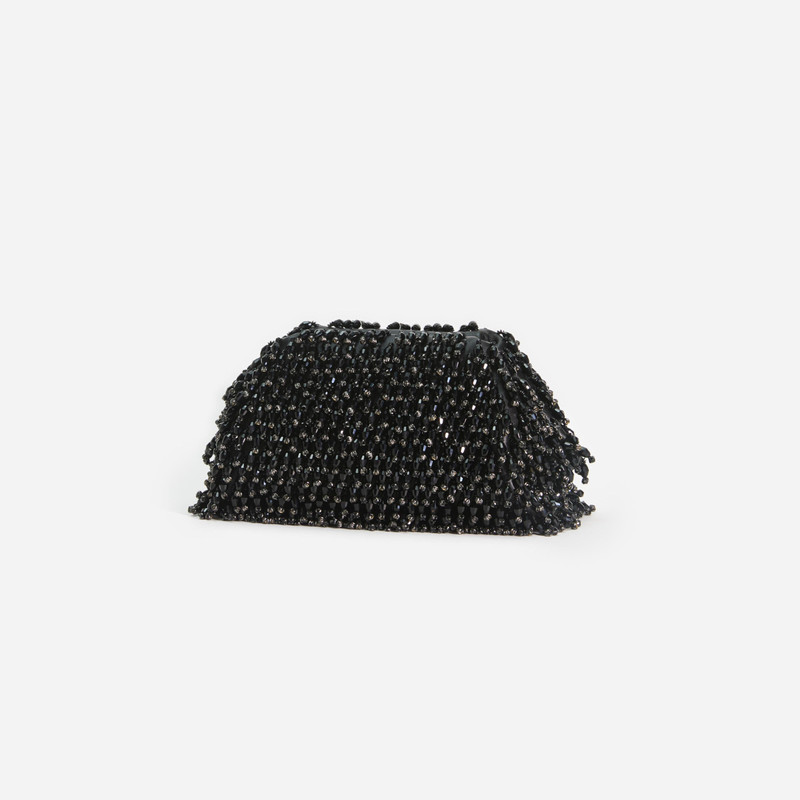 Black Crystal Embroidery Clutch Bag 2