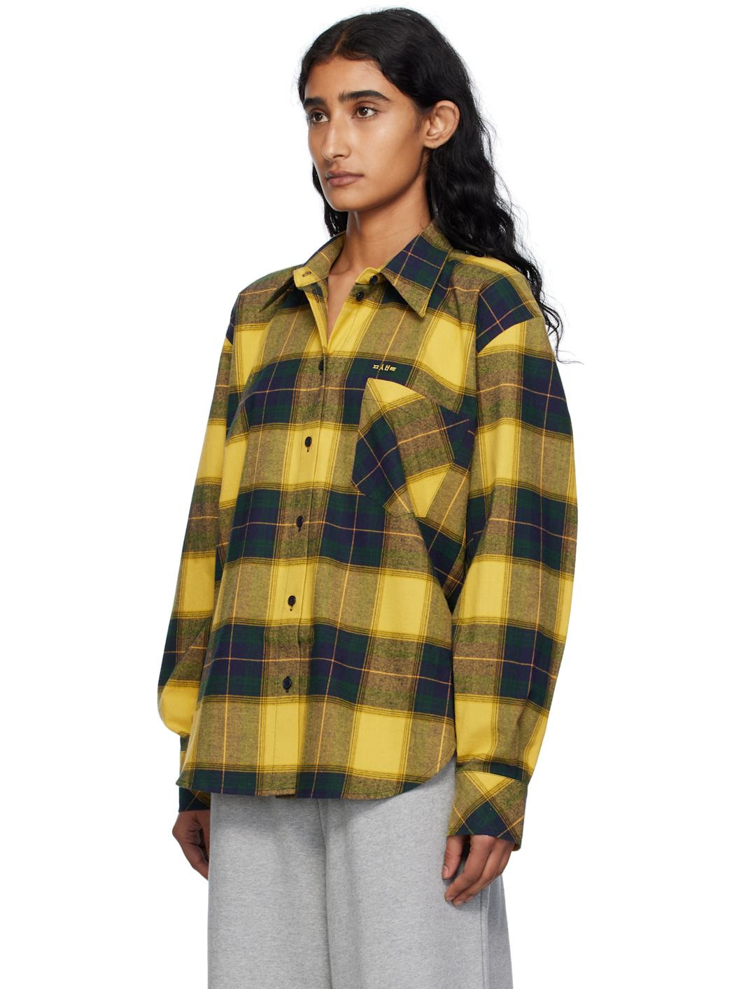 Yellow Check Movable Collar Shirt - 4