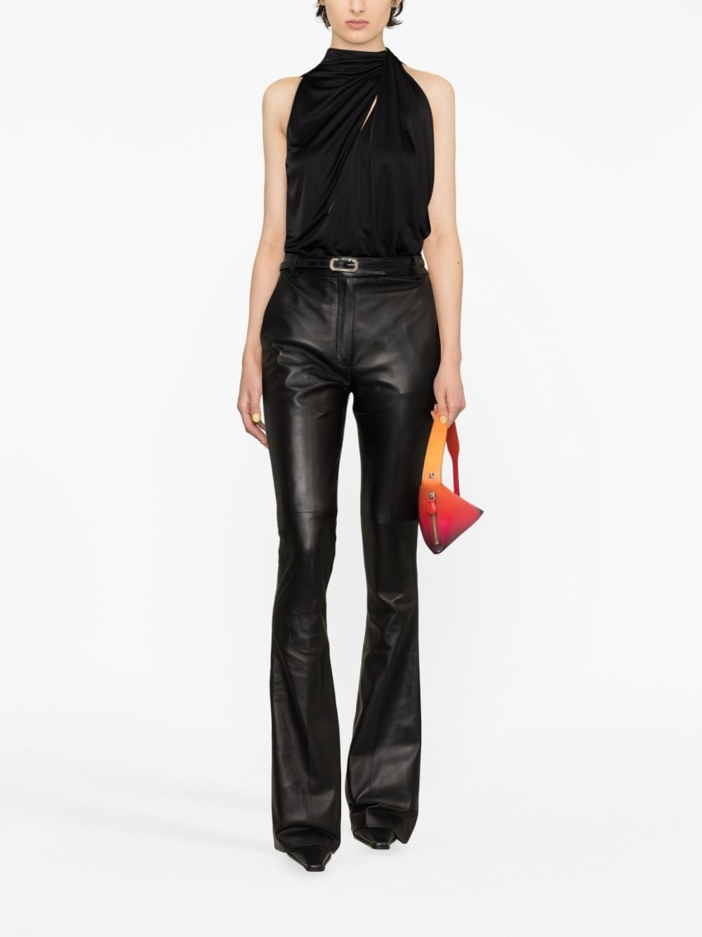 flared leather trousers - 2