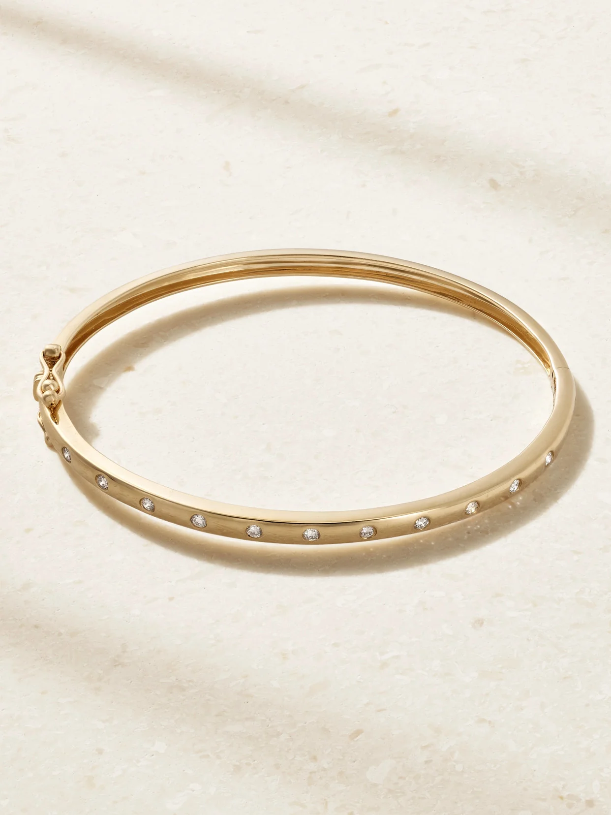 Dainty Together Forever 14-karat Gold Diamond Bangle - 1
