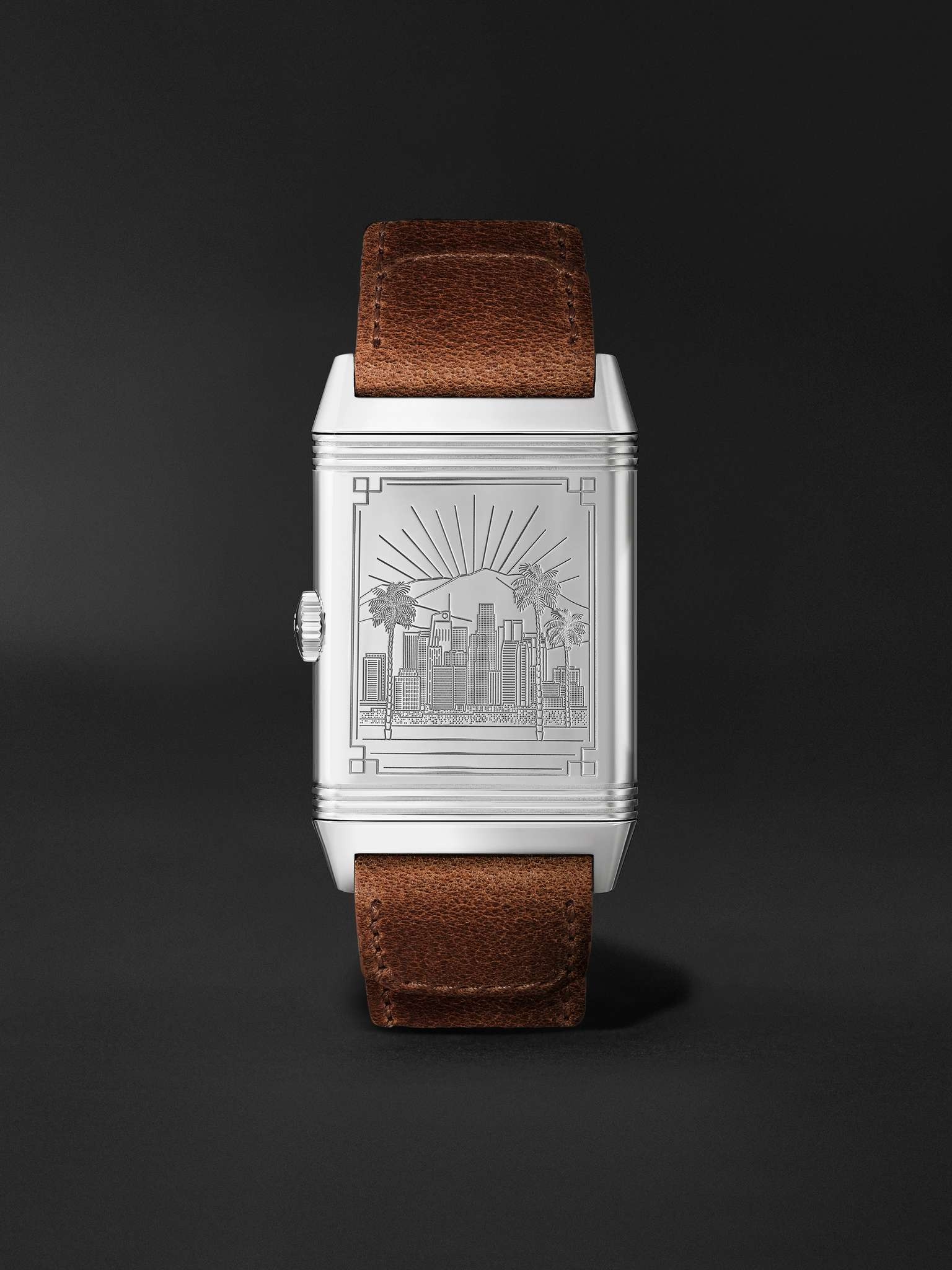 Reverso Classic Large Small Seconds Los Angeles Hand-Wound 45.6mm Stainless Steel and Leather Watch, - 1