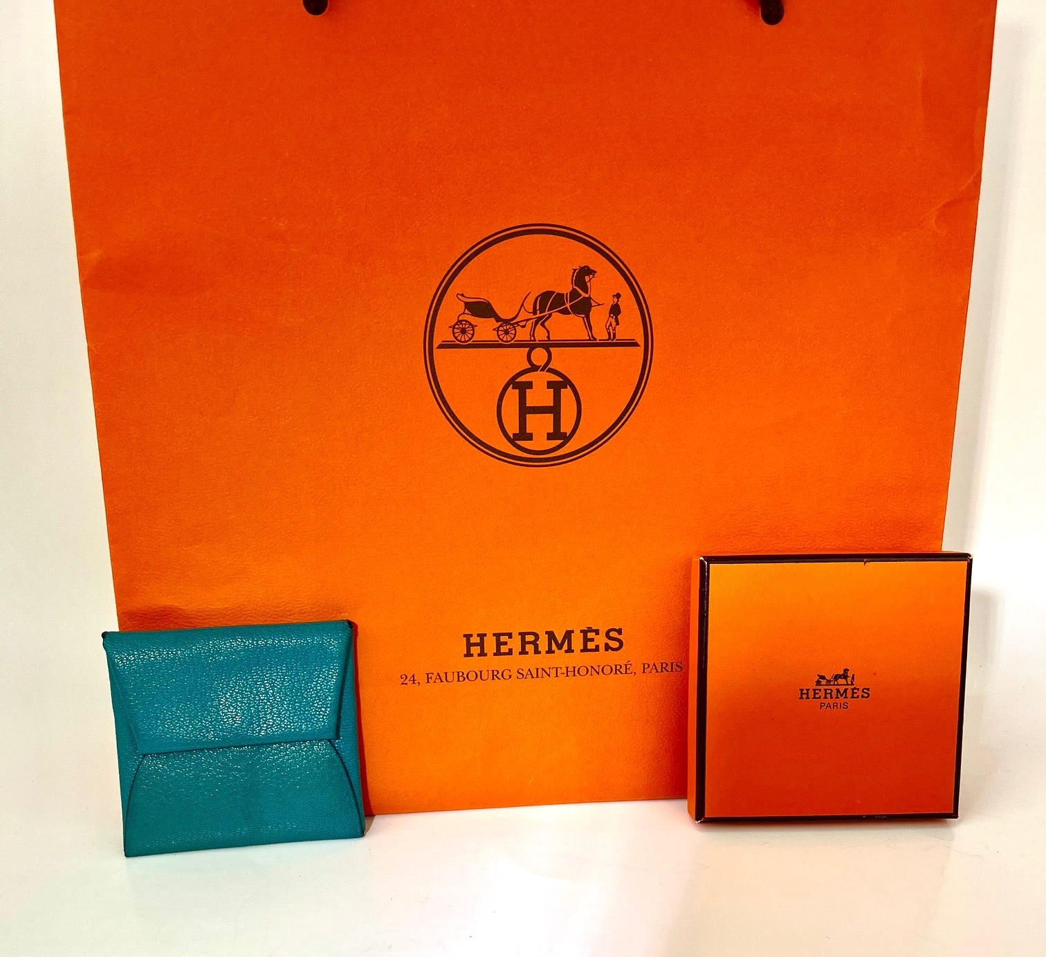 Hermès Chevre Mysore Bastia Verso Teal Blue Coin Purse W/Added Chain Preowned - 11