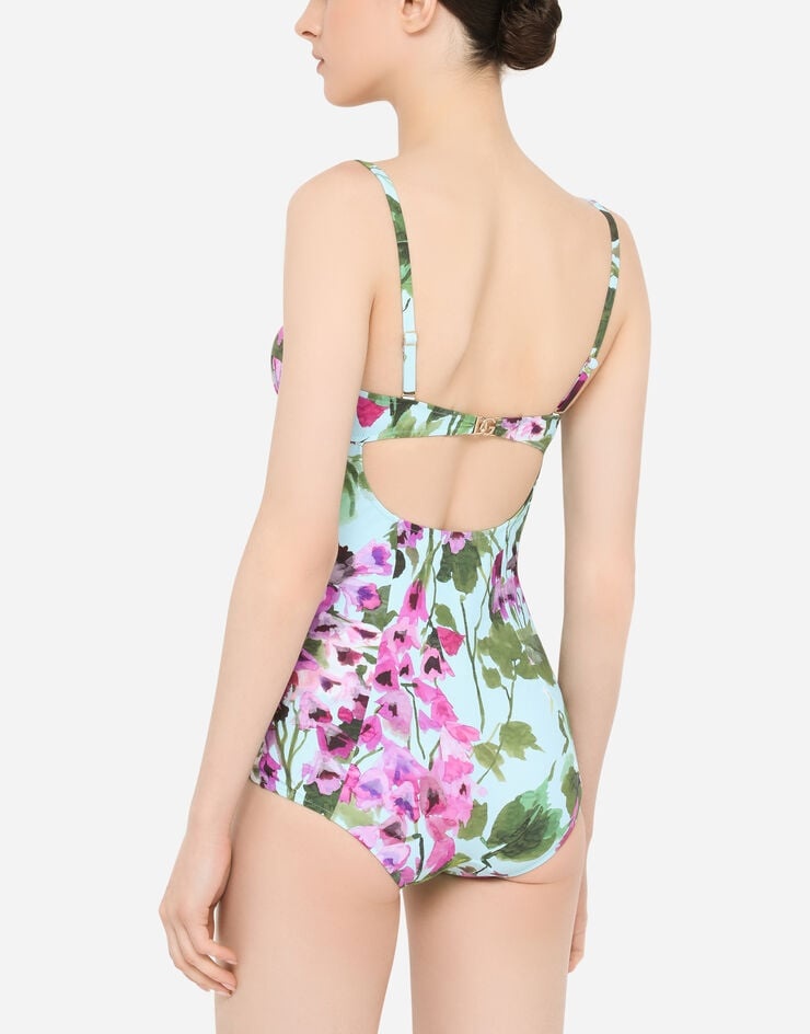 Bluebell-print one-piece balconette swimsuit - 5