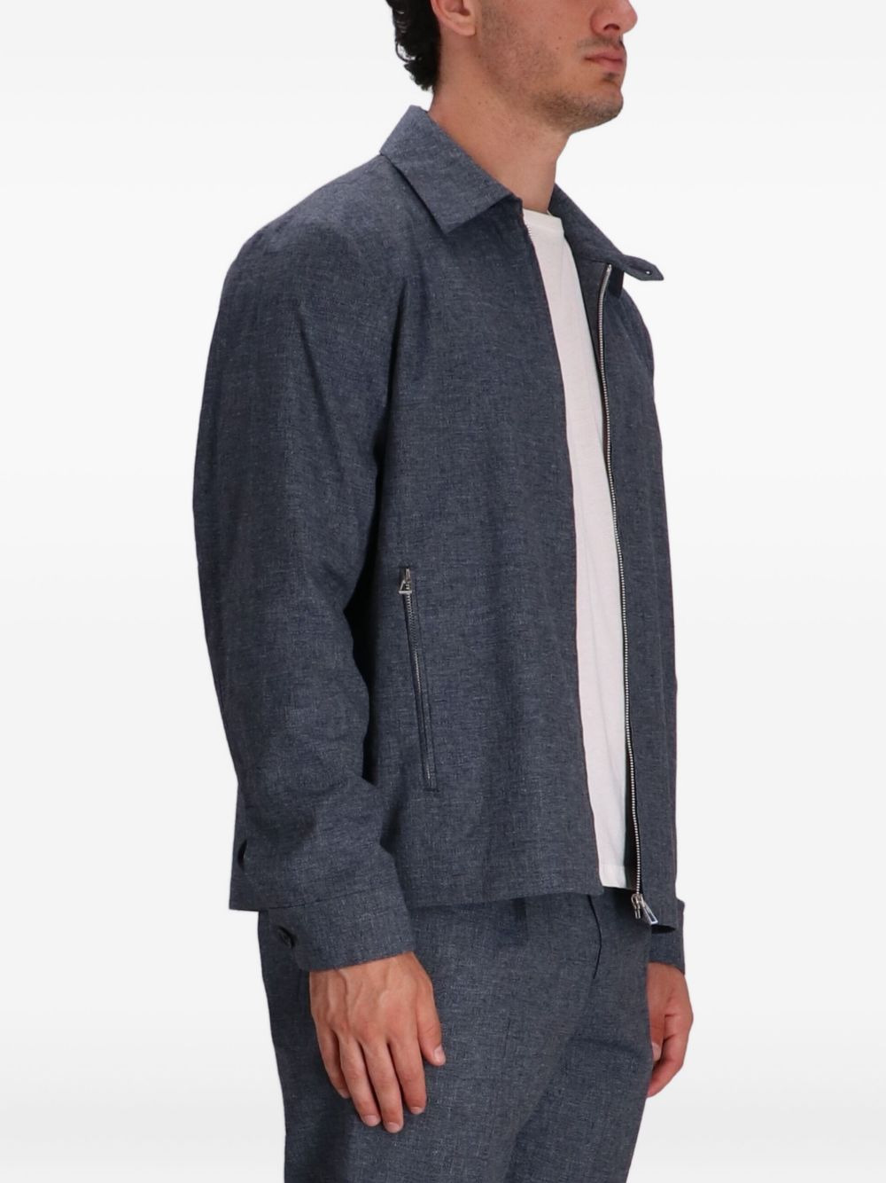 zip-fastening cotton shirt jacket - 3