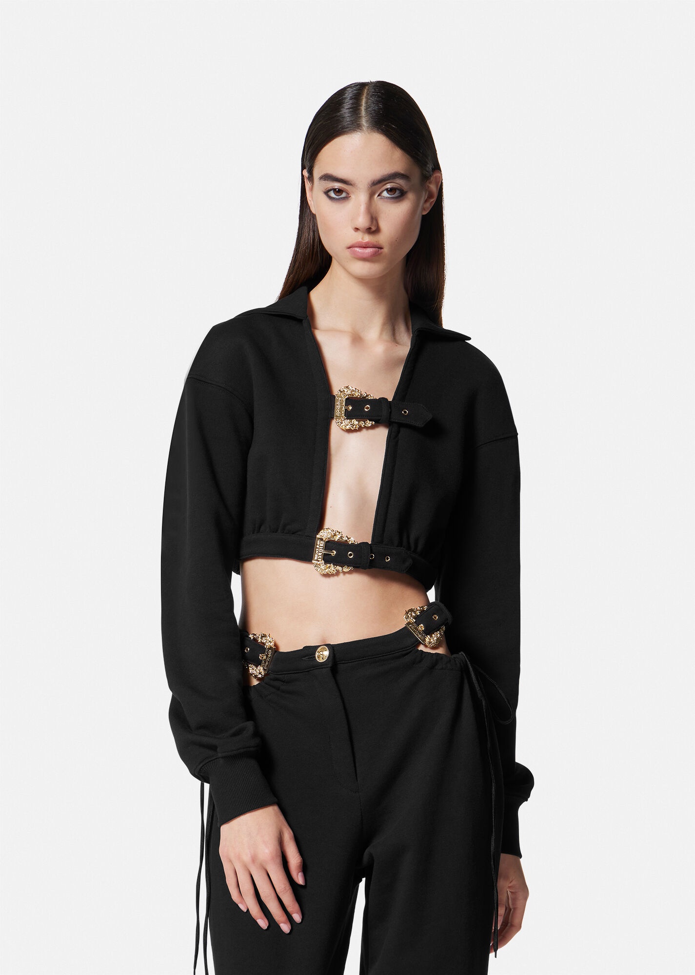 Baroque Buckle Crop Hoodie - 3