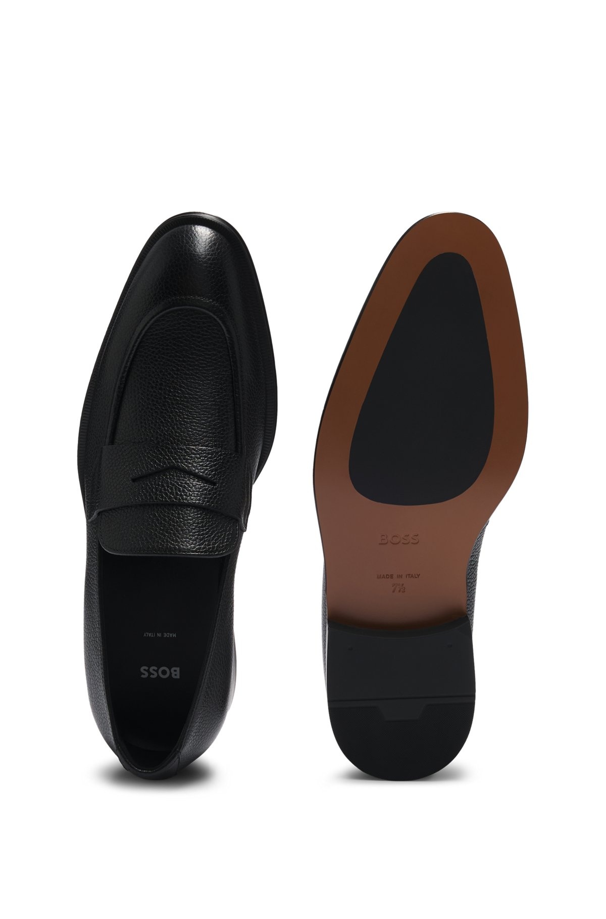 APRON-TOE SLIP-ON LOAFERS IN GRAINED LEATHER - 4