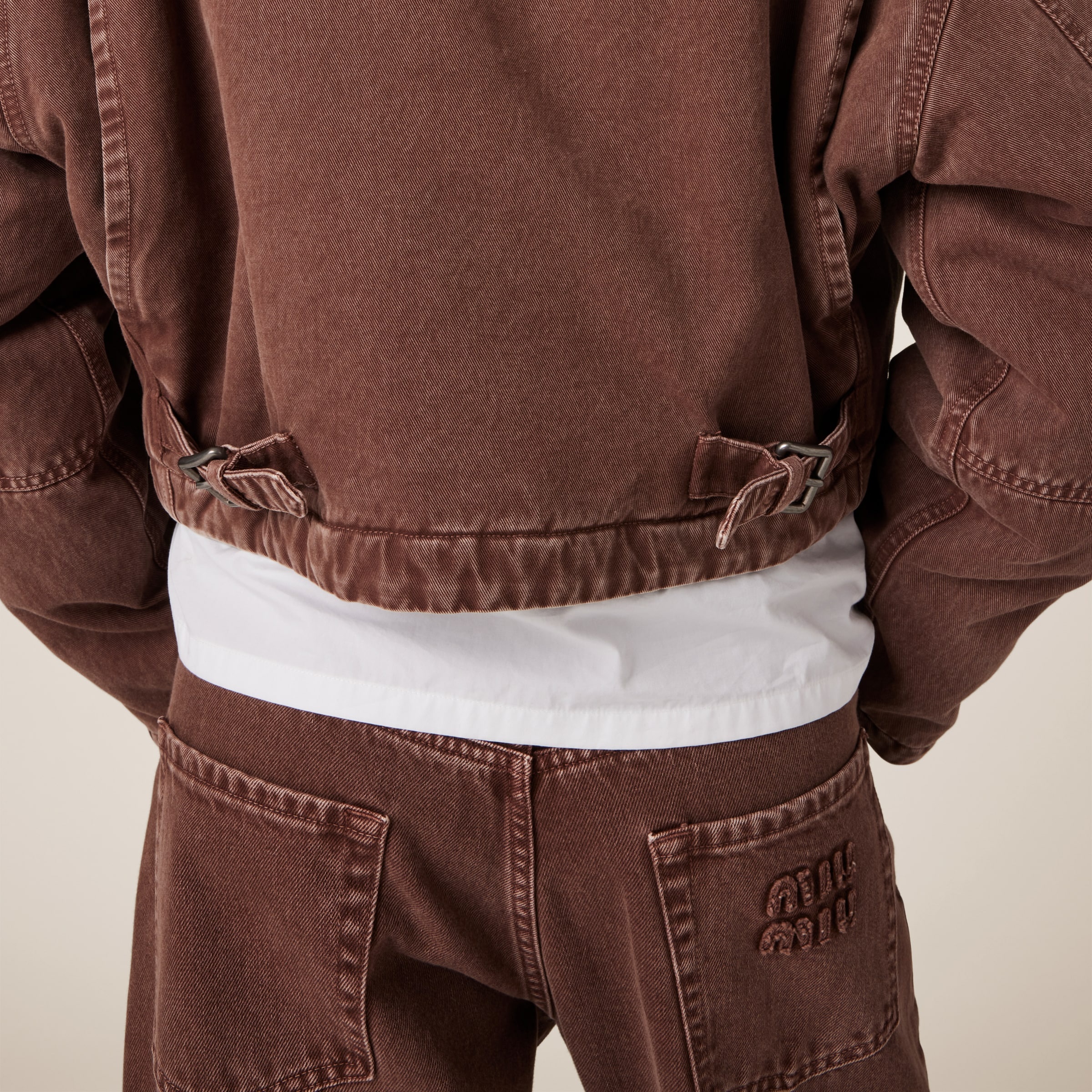 Gabardine blouson jacket with velvet collar - 6