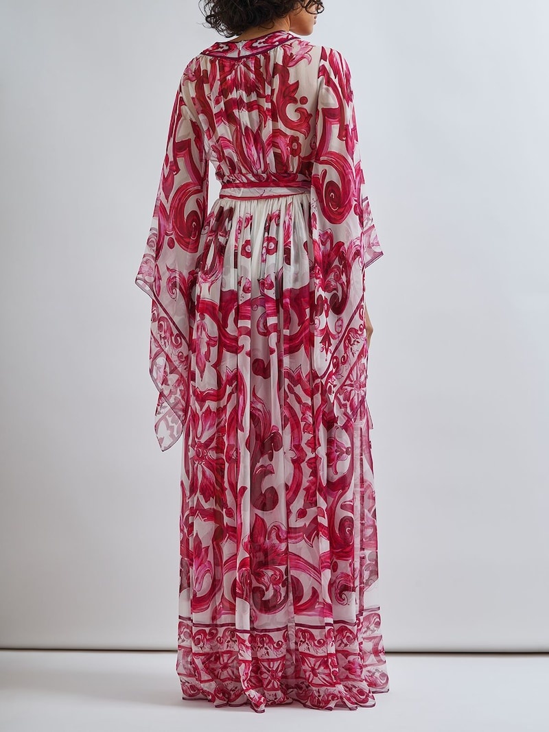 Maiolica print silk chiffon long dress - 3