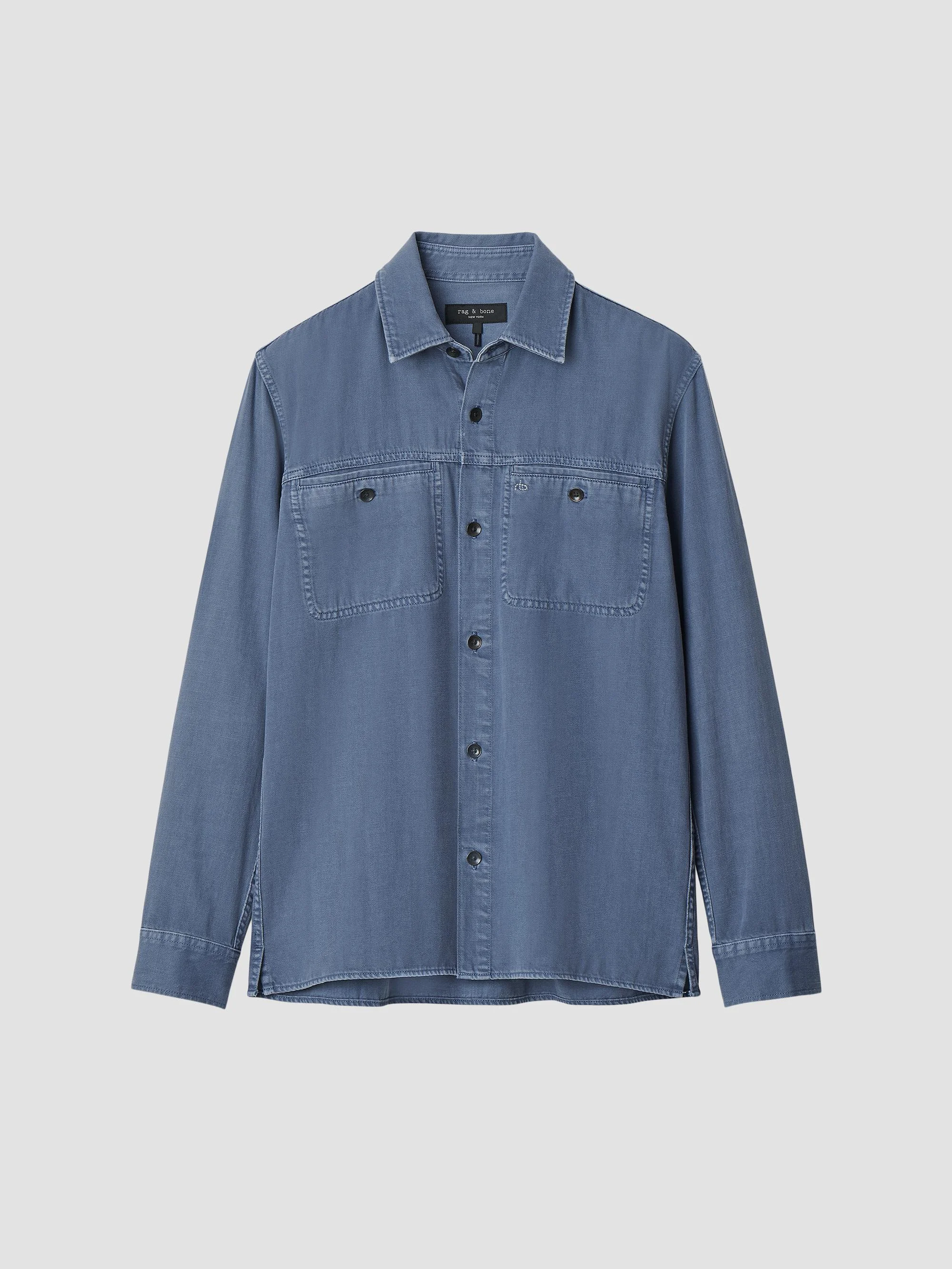 Men's Overdyed Cotton Workwear Shirt - Worn Indigo - 1