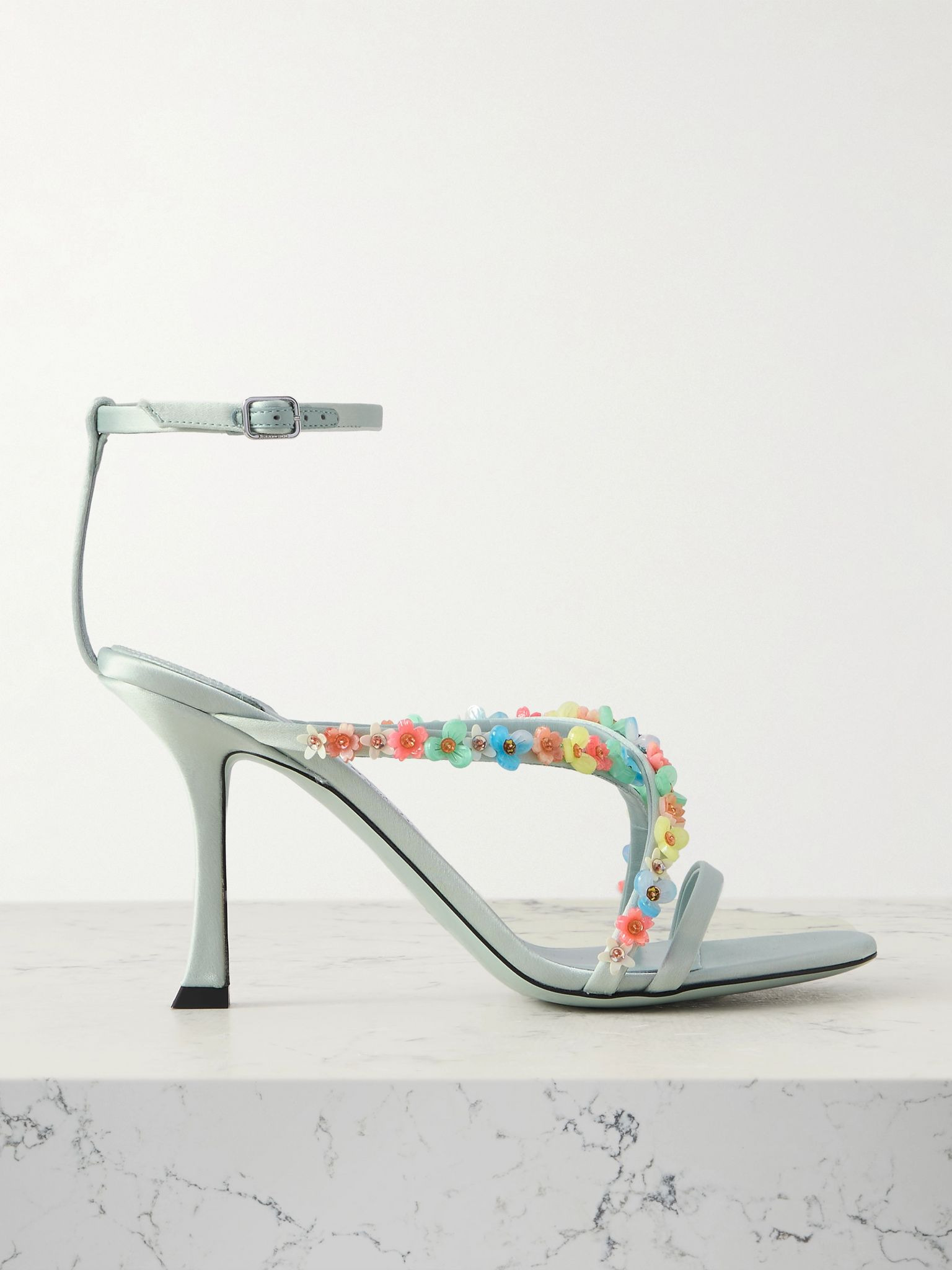 Blanche 90 embellished satin sandals Light green - 1
