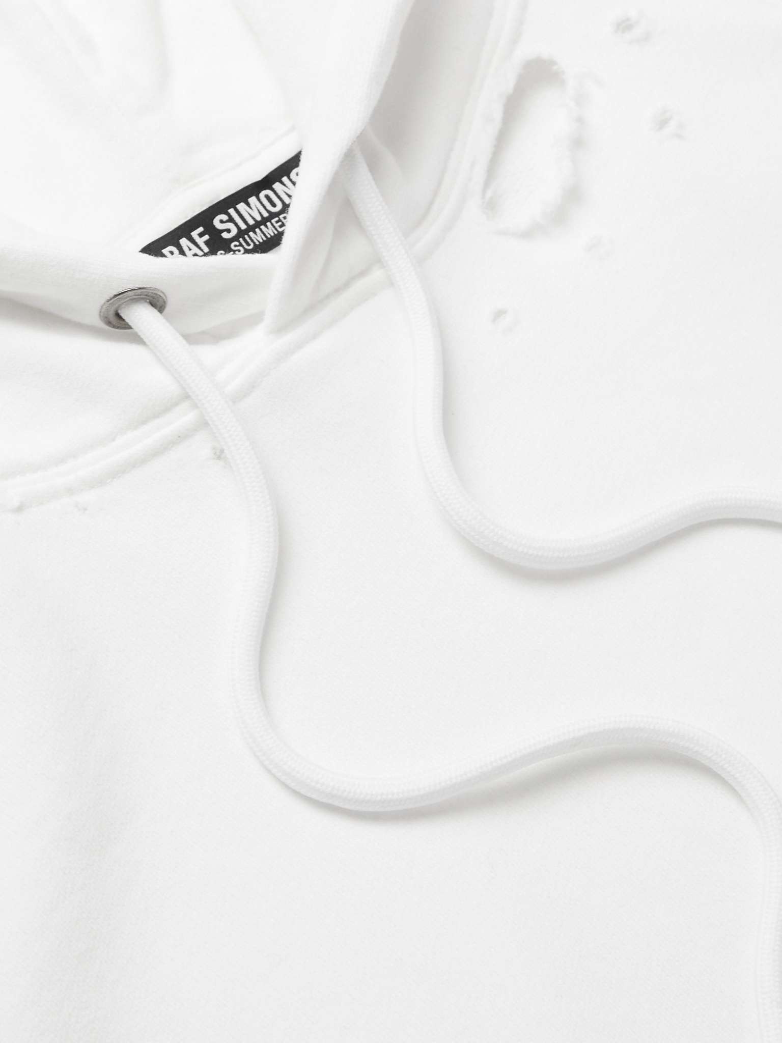 Leather-Trimmed Distressed Logo-Print Cotton-Jersey Hoodie - 5