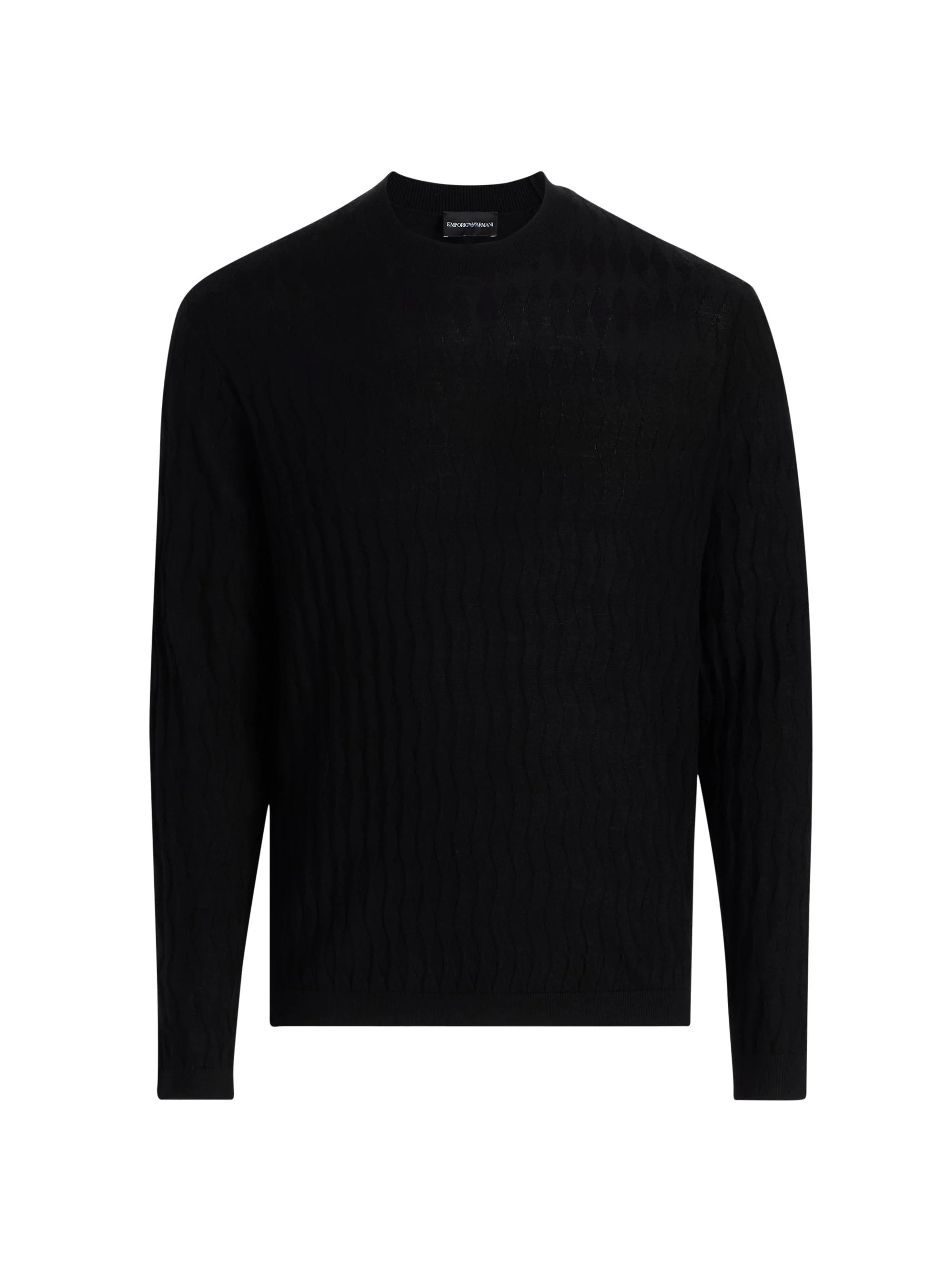 Men's Diamond Virgin Wool Sweater - Black - 1