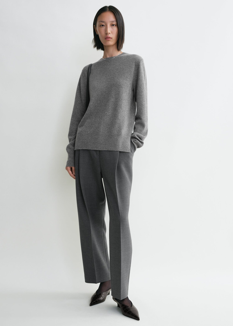 Totême Crew-neck cashmere knit grey melange outlook