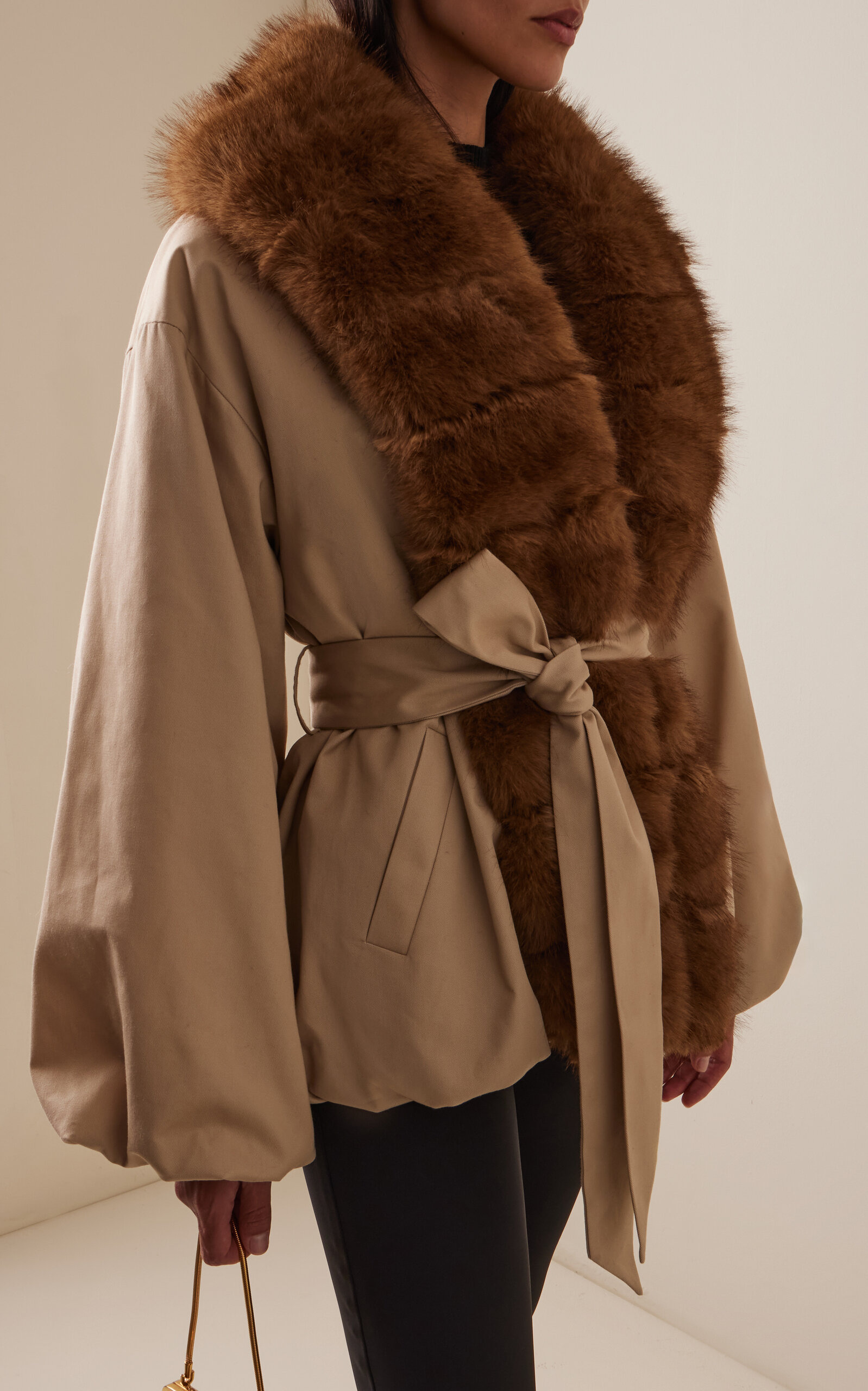 Faux Fur-Trimmed Jacket brown - 2