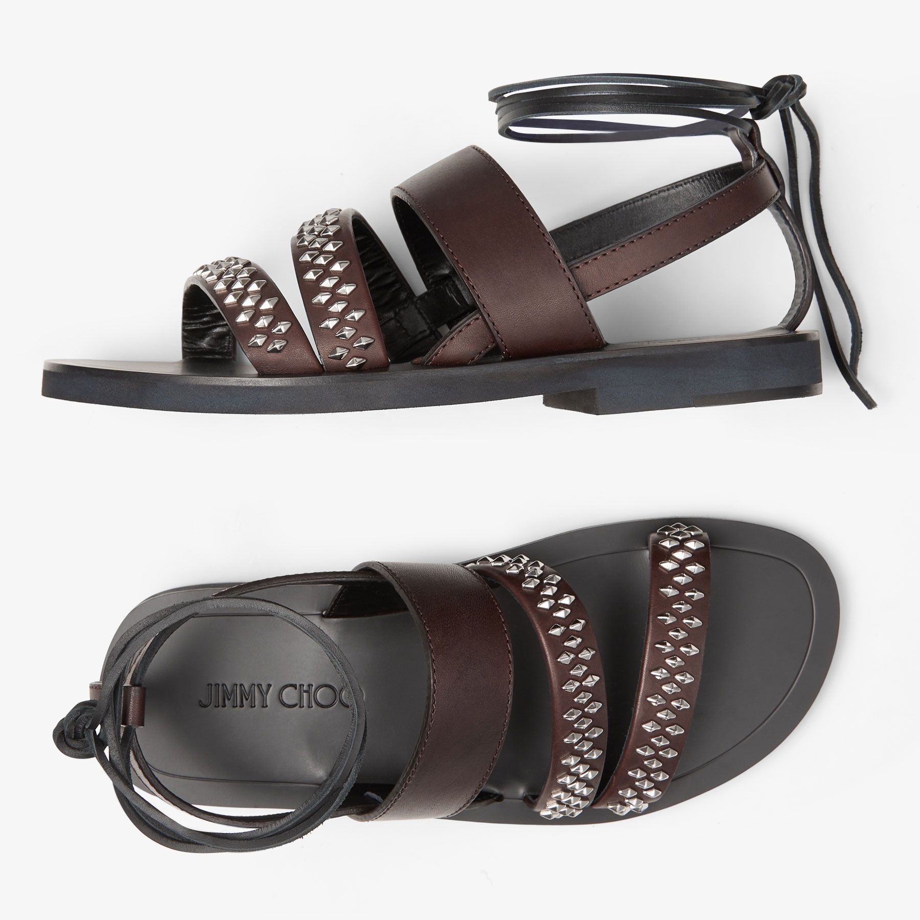 Asta Gladiator
Mocha Vachetta Leather Gladiator Sandals with Studs - 4