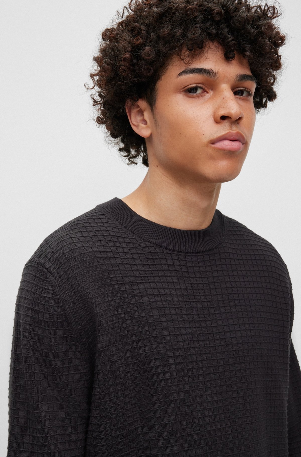 COTTON SWEATER WITH JACQUARD PATTERN - 3