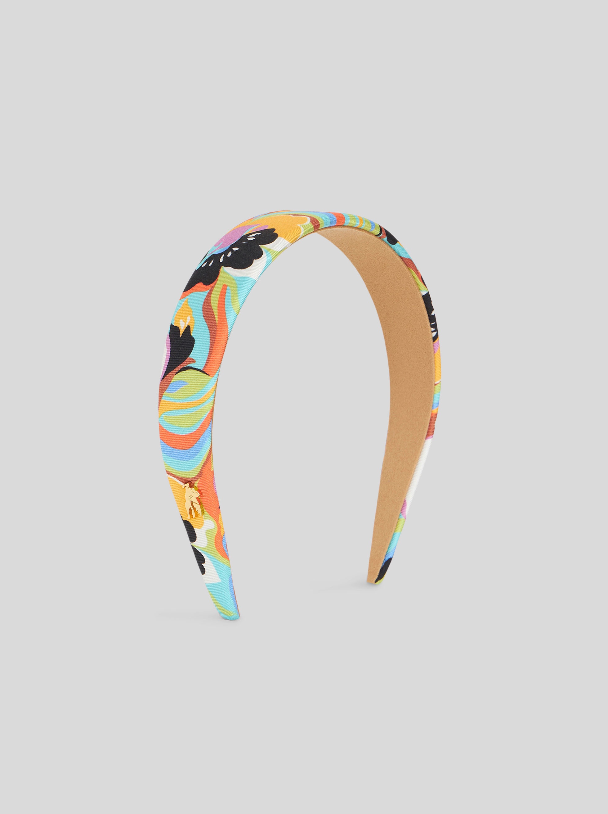 SILK HAIR BAND WITH FLORAL WAVES - 1