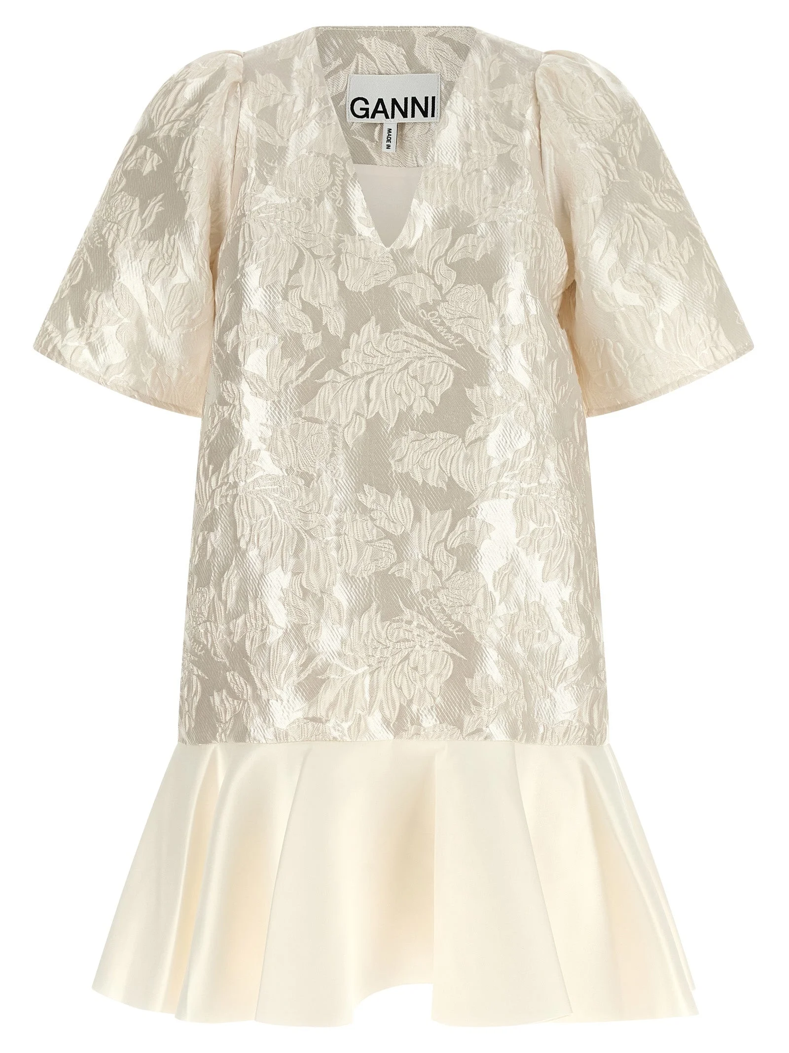 Satin Cloque Dresses White - 1