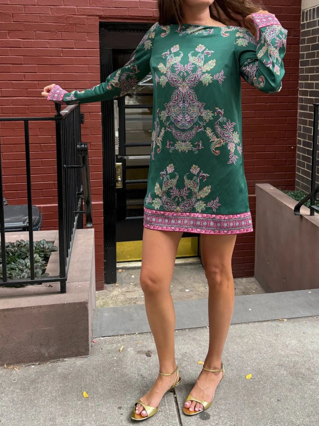 The Long Sleeve Viola Dress - Windsor Paisley Emerald Green - 1