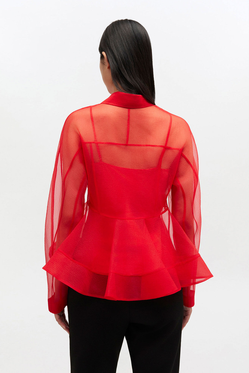 RED ORGANZA PEPLUM SHIRT 4