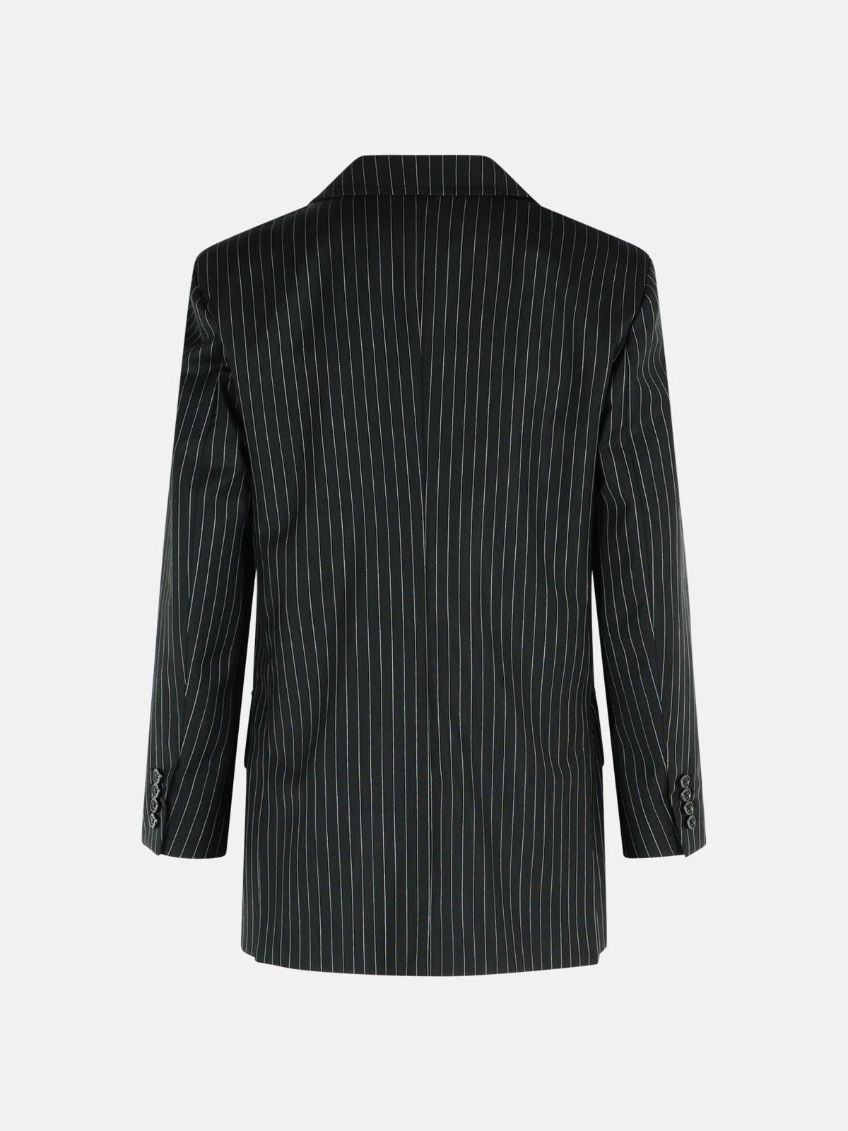 'MATTIA' BLACK WHITE PINSTRIPED VIRGIN WOOL BLAZER - 3