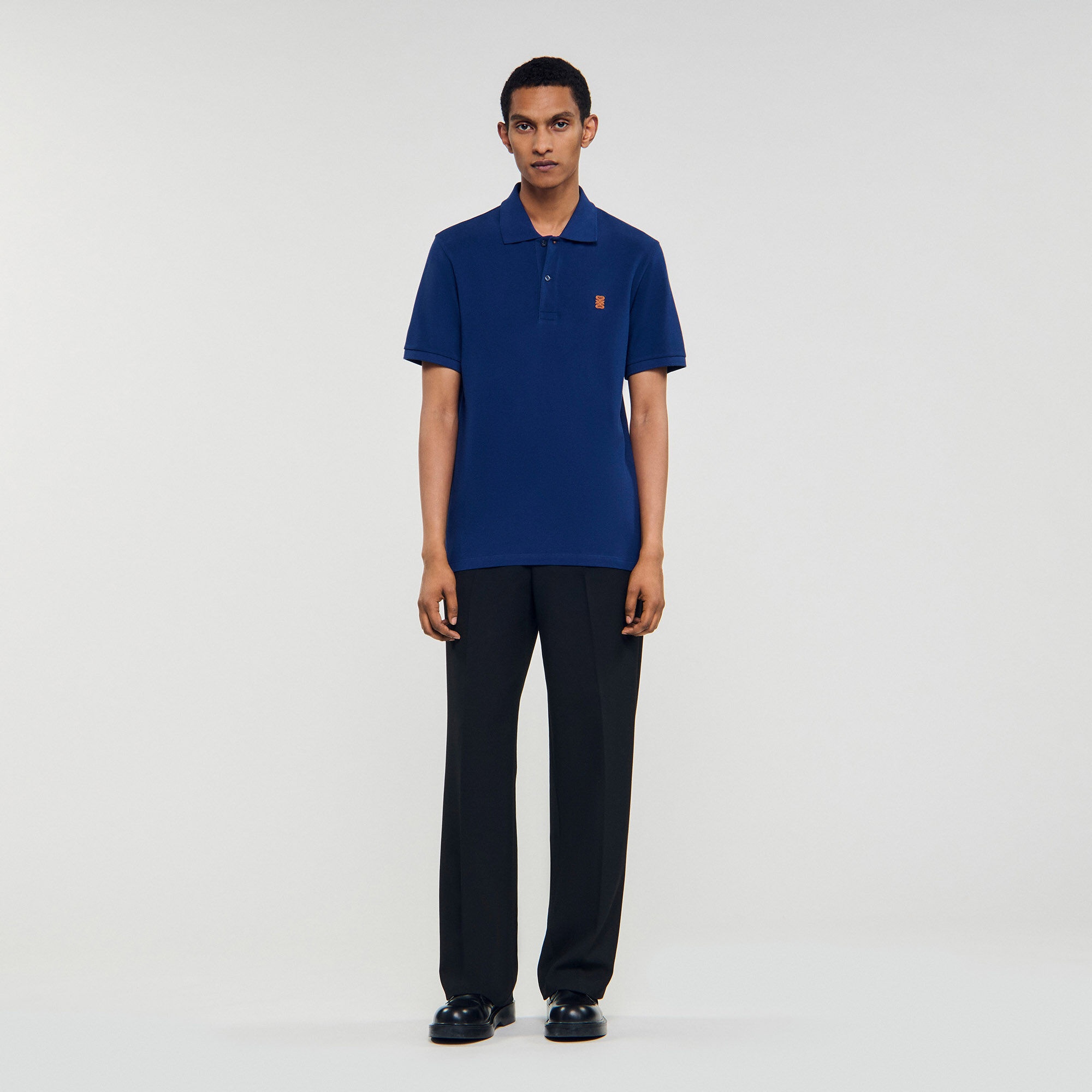 POLO SHIRT WITH LEATHER LOGO - 2