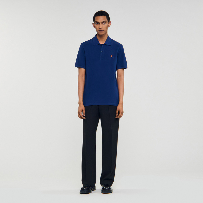 Sandro POLO SHIRT WITH LEATHER LOGO outlook