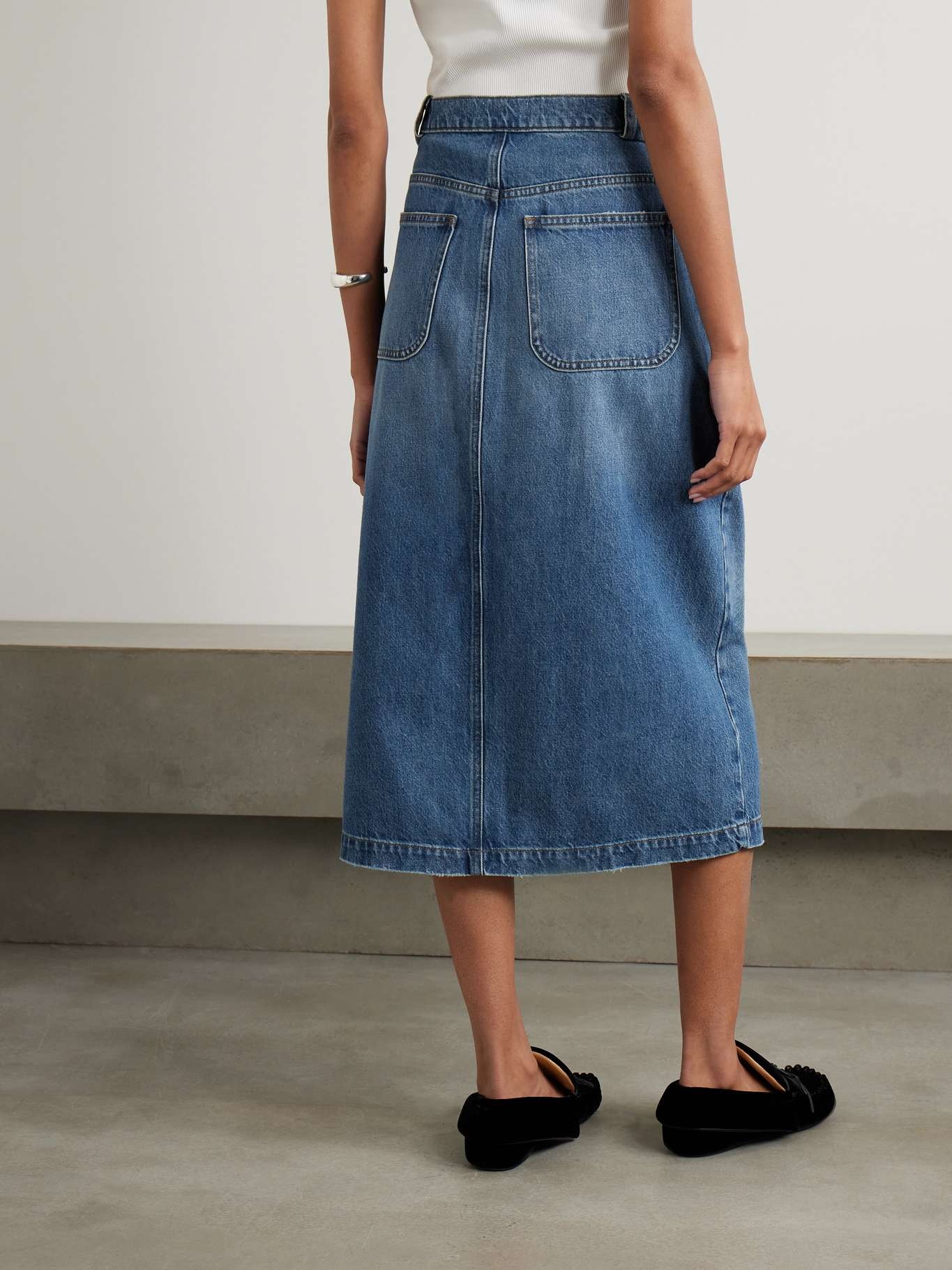 Modern Pocket denim midi skirt - 4