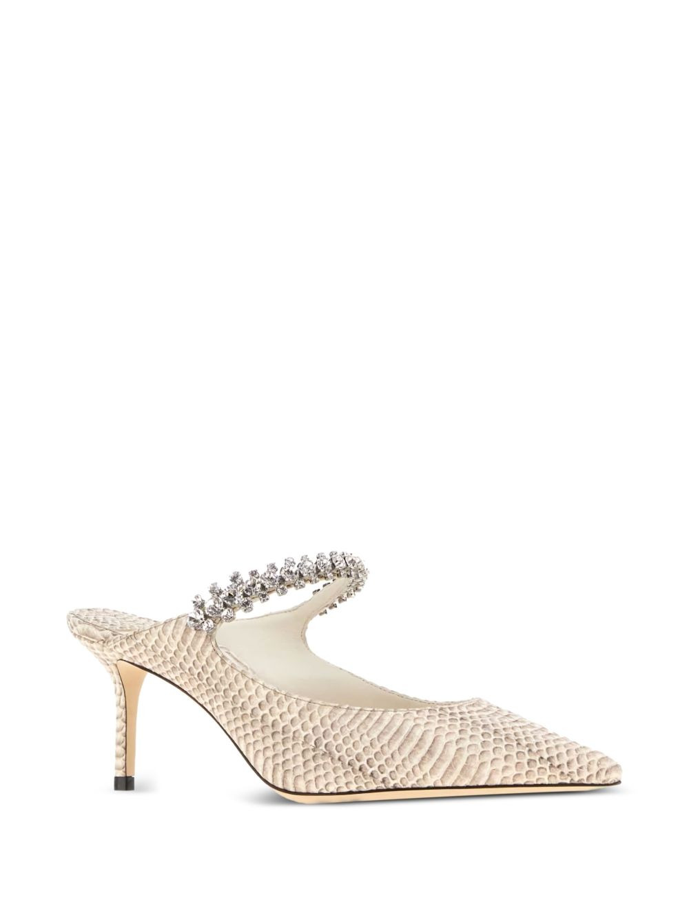 65mm crystal-embellished snakeskin mules - 2