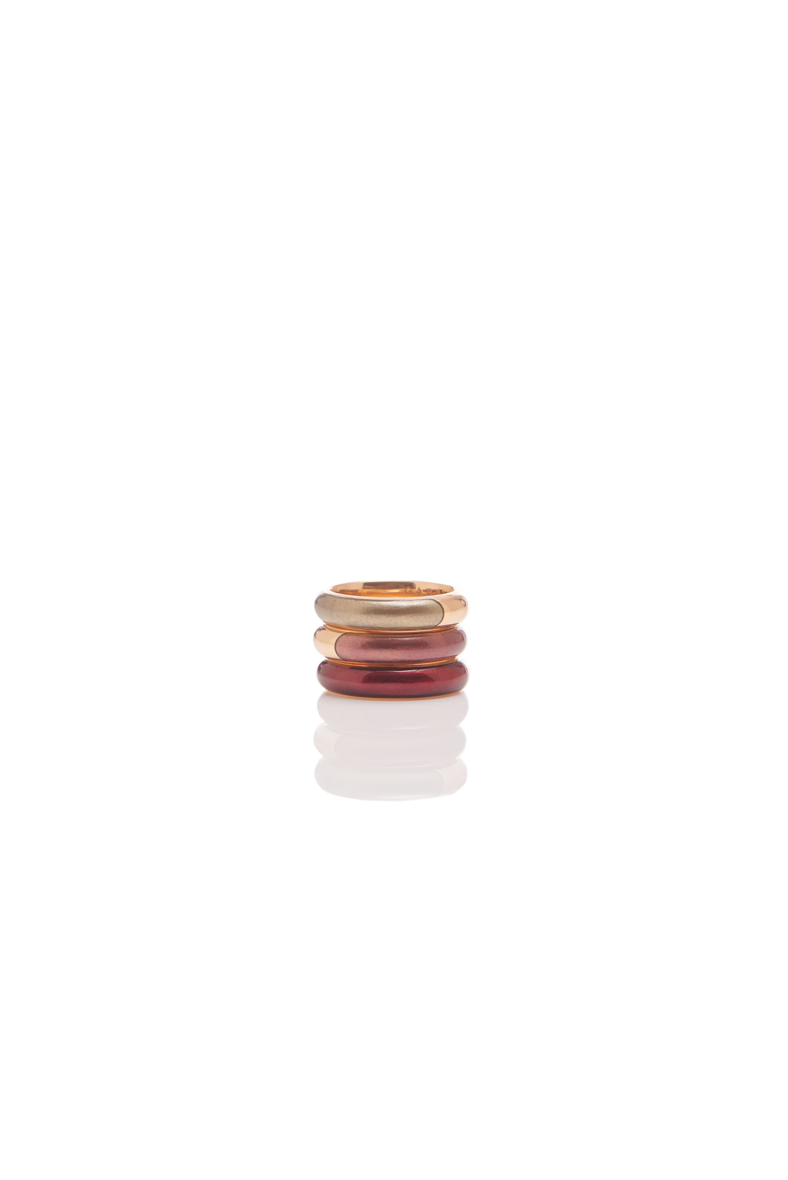 Vitreous Brown Enamel & 18K Gold Ring - 6