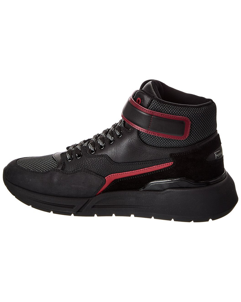 FERRAGAMO Ferragamo Cosma Leather & Mesh High-Top Sneaker outlook