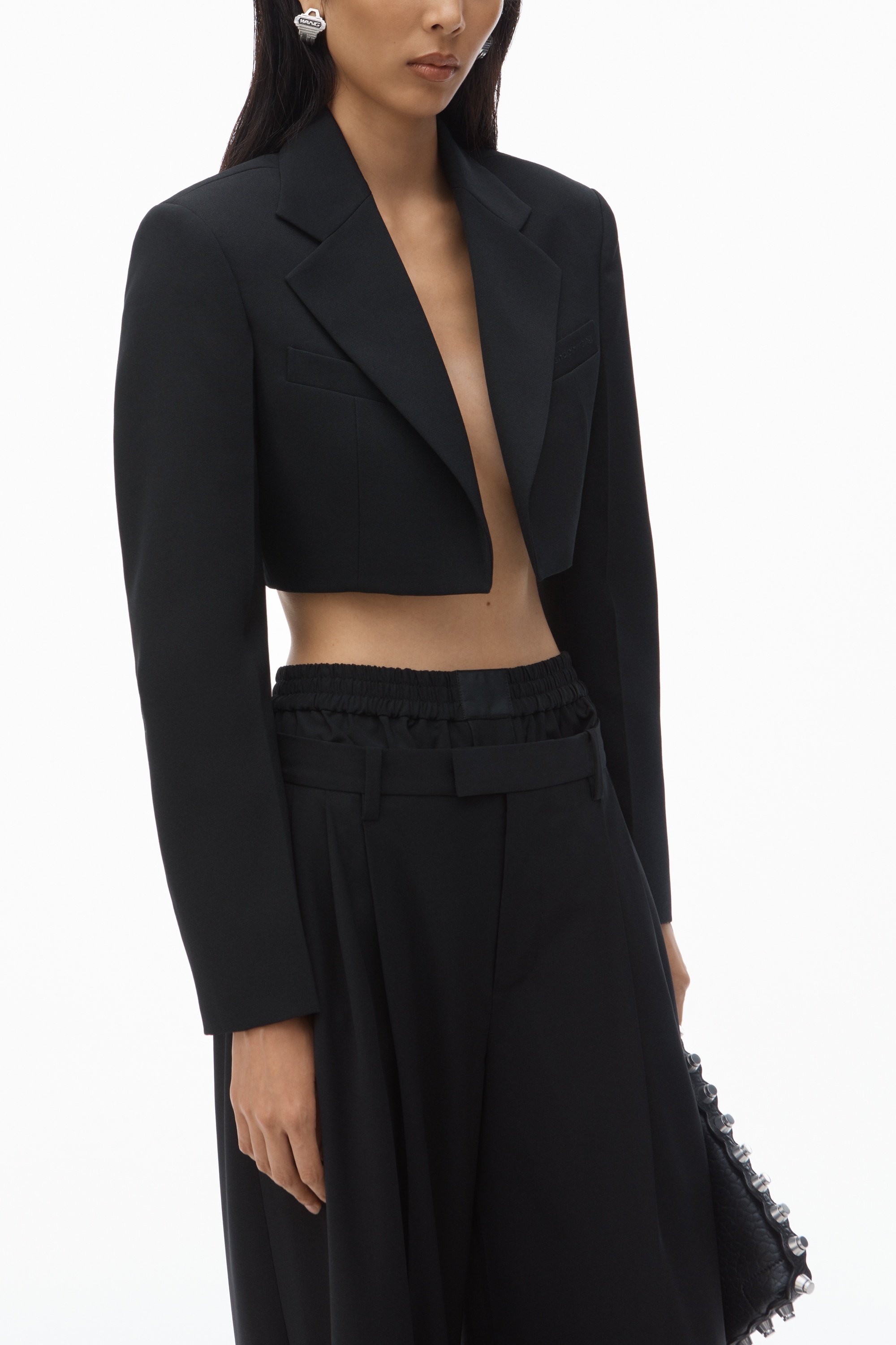 cropped tuxedo blazer in wool tailoring - 3
