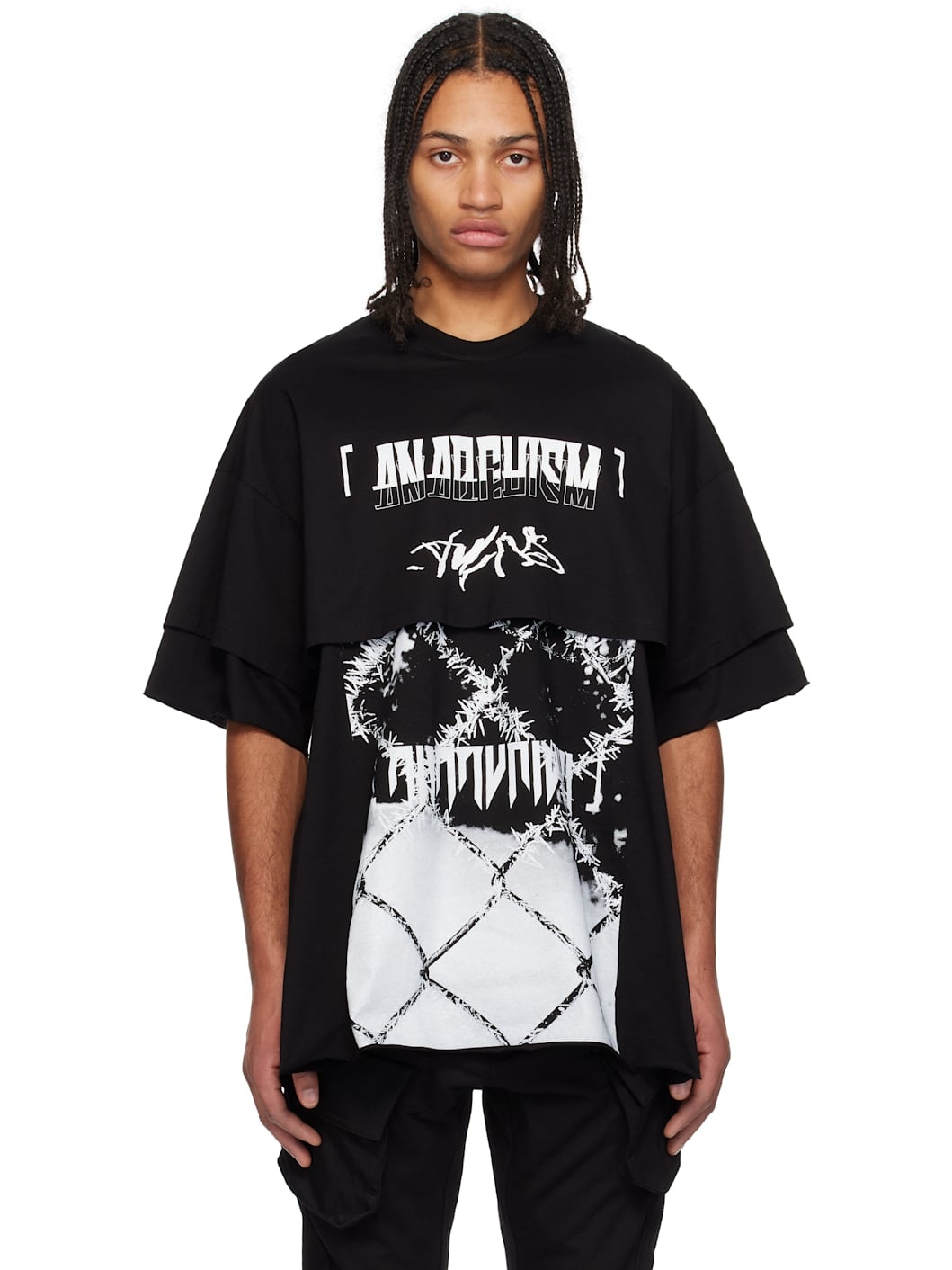 Black Ana-Cropped Double JD T-shirt - 1