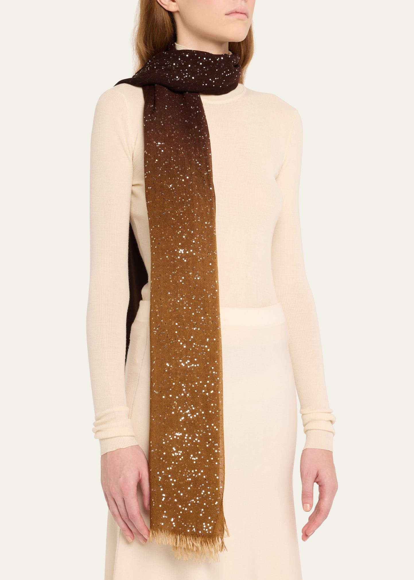 Dania Sequined Ombre Wool-Silk Scarf - 3