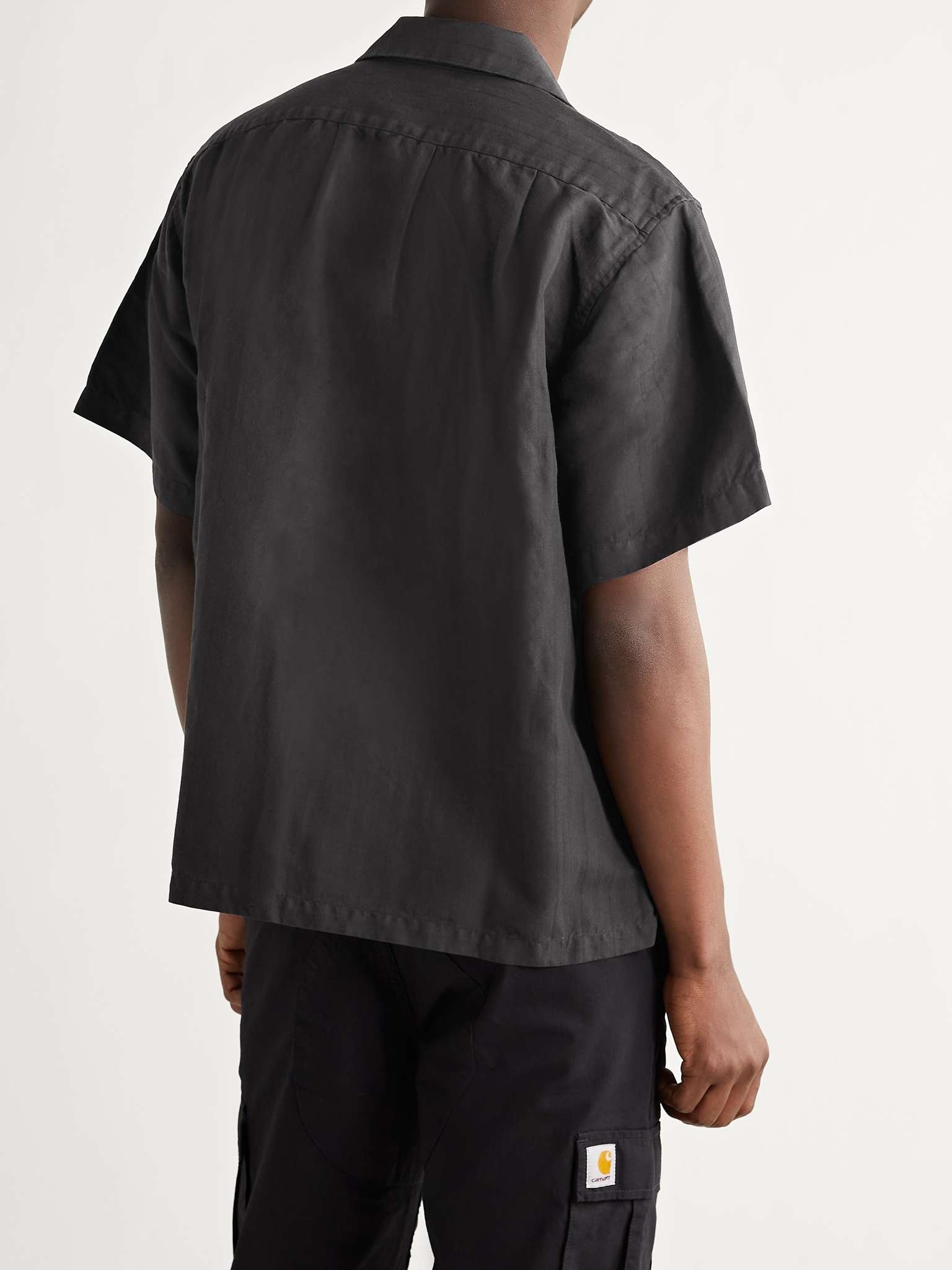 Camp-Collar Herringbone Ramie and Cotton-Blend Shirt - 4