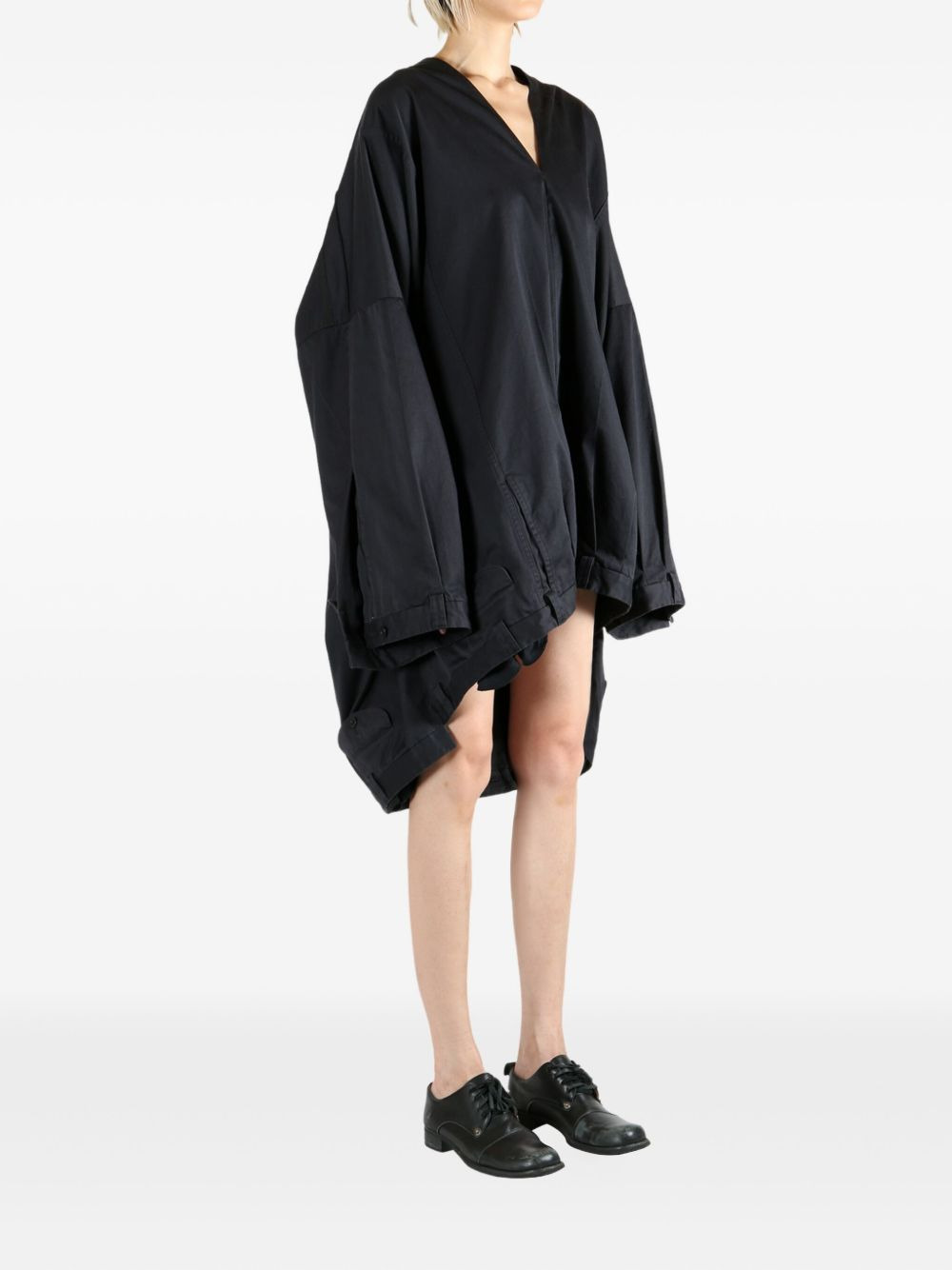 v-neck gathered mini dress - 3