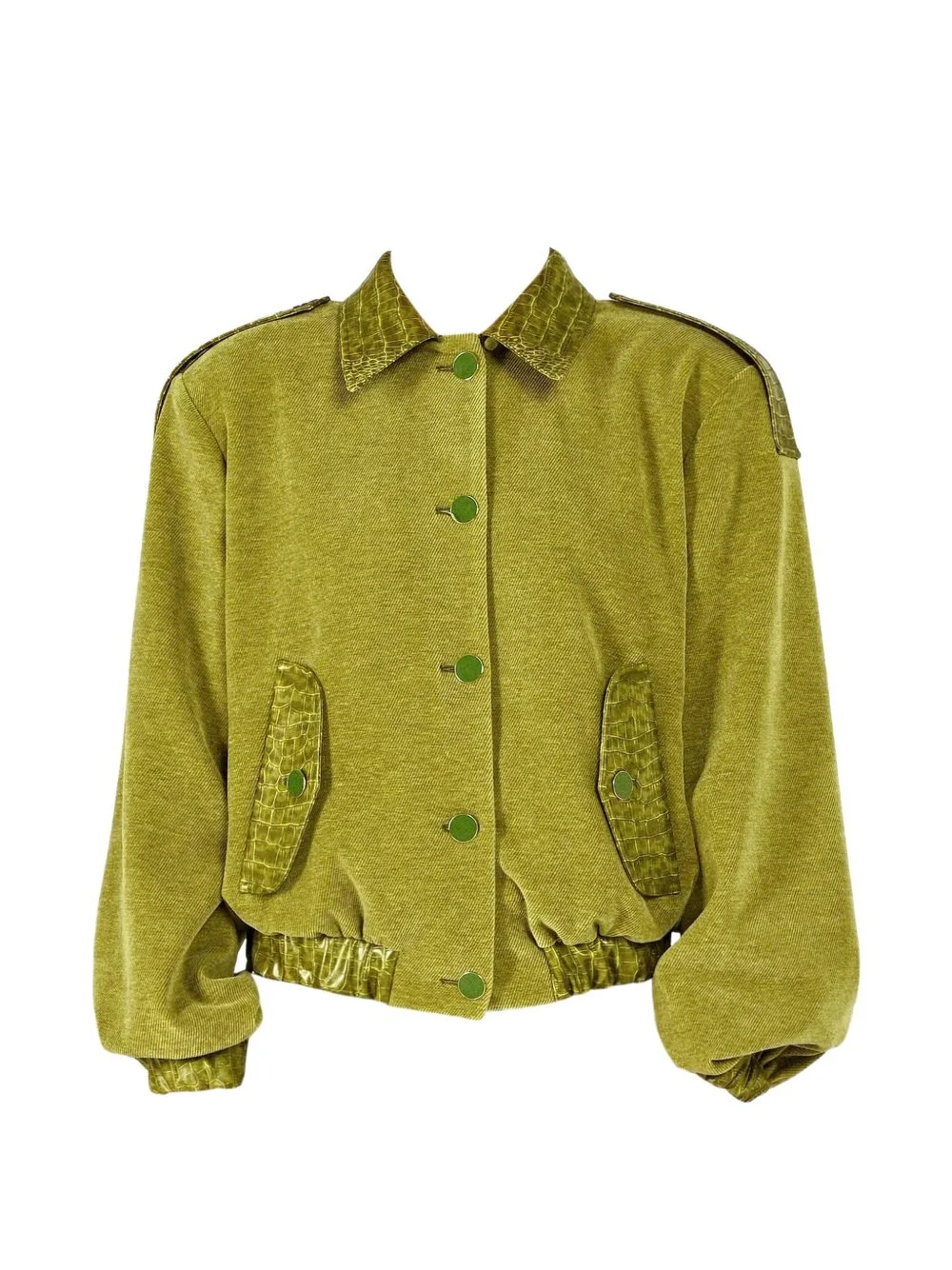 corduroy croc-effect bomber jacket - 1